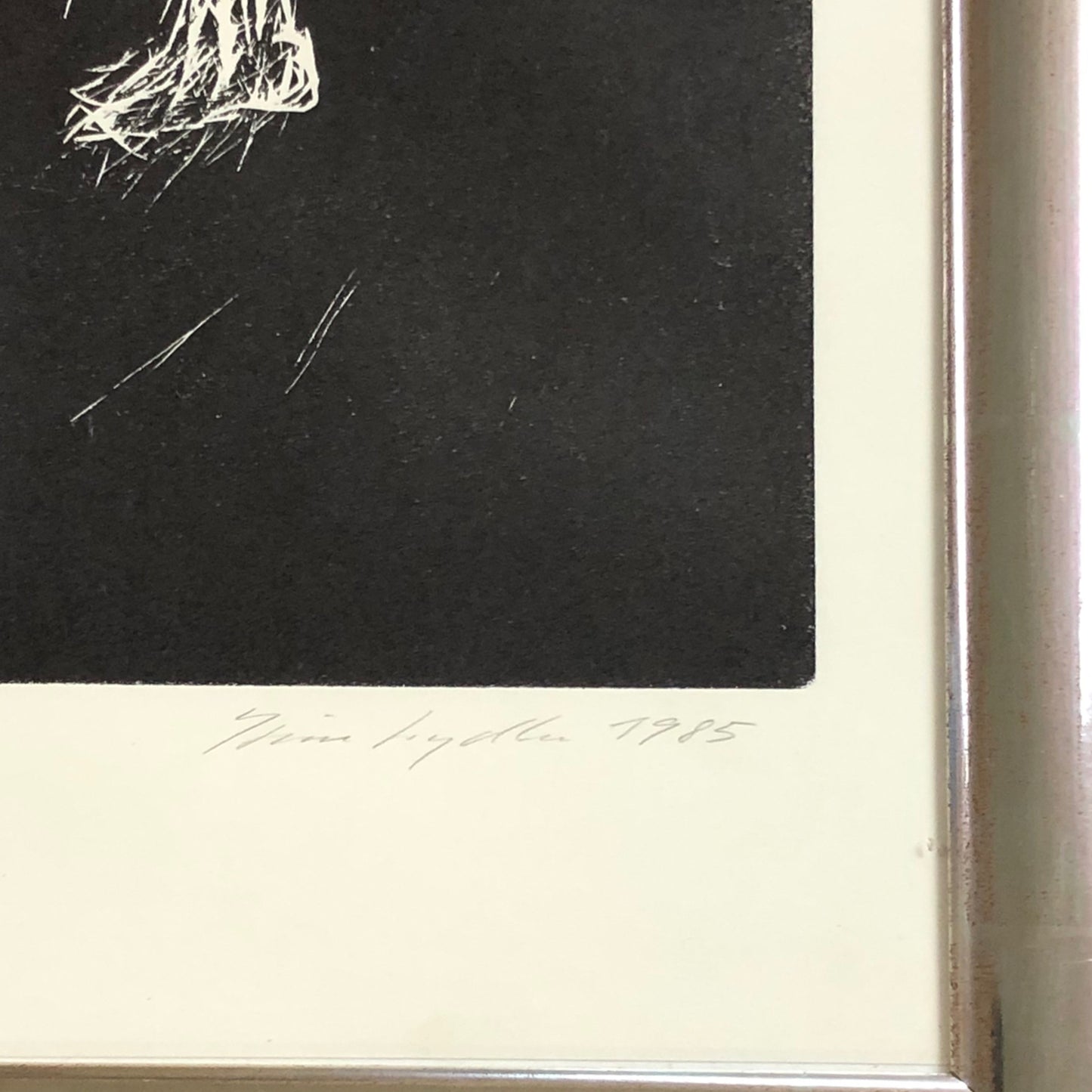 Unknown Artist - Schwarz Weiß Lithographie - Abstrakt - 1985