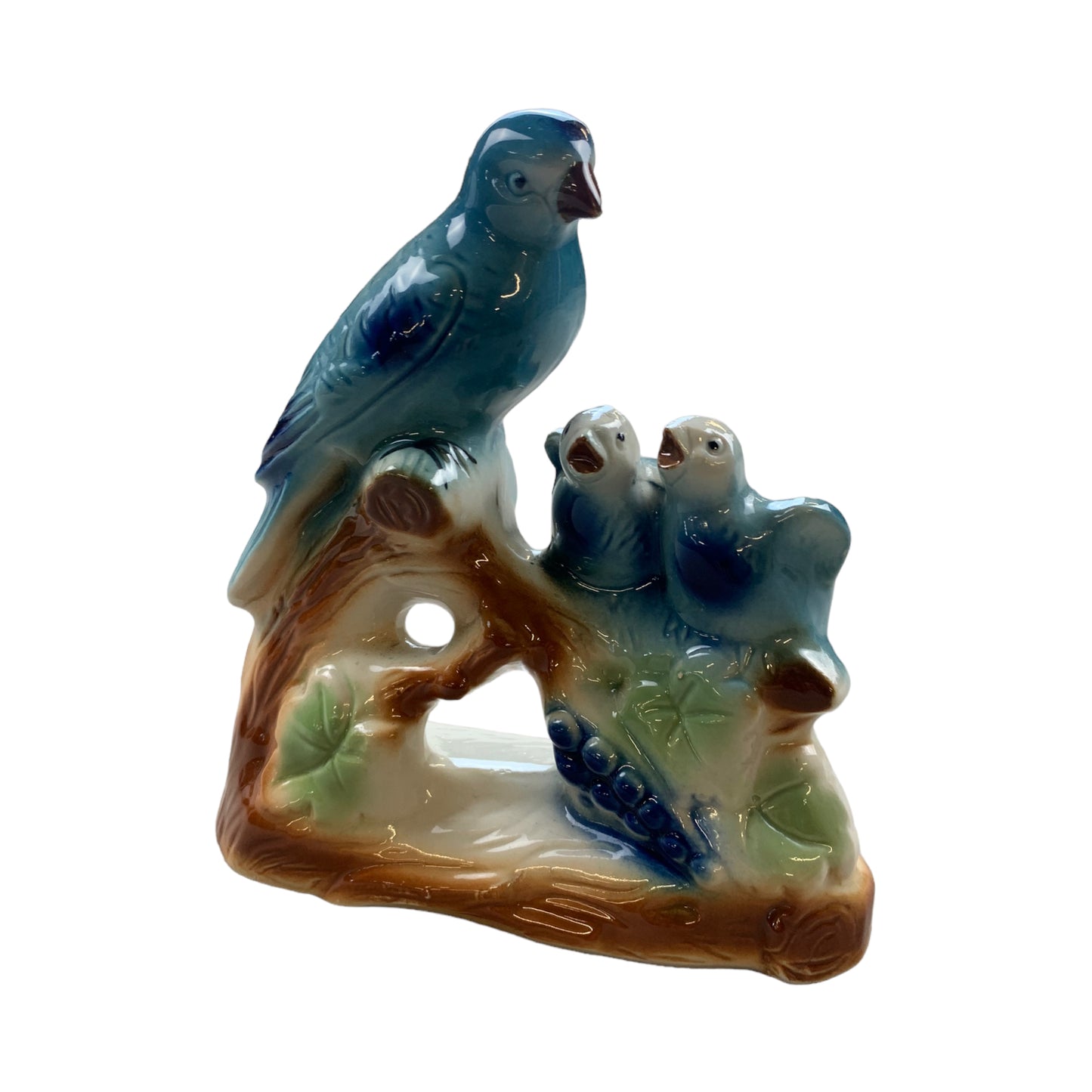 Vintage Porzellanfigur Bluebirds Vögel Figur auf Sockel Made in Brazil