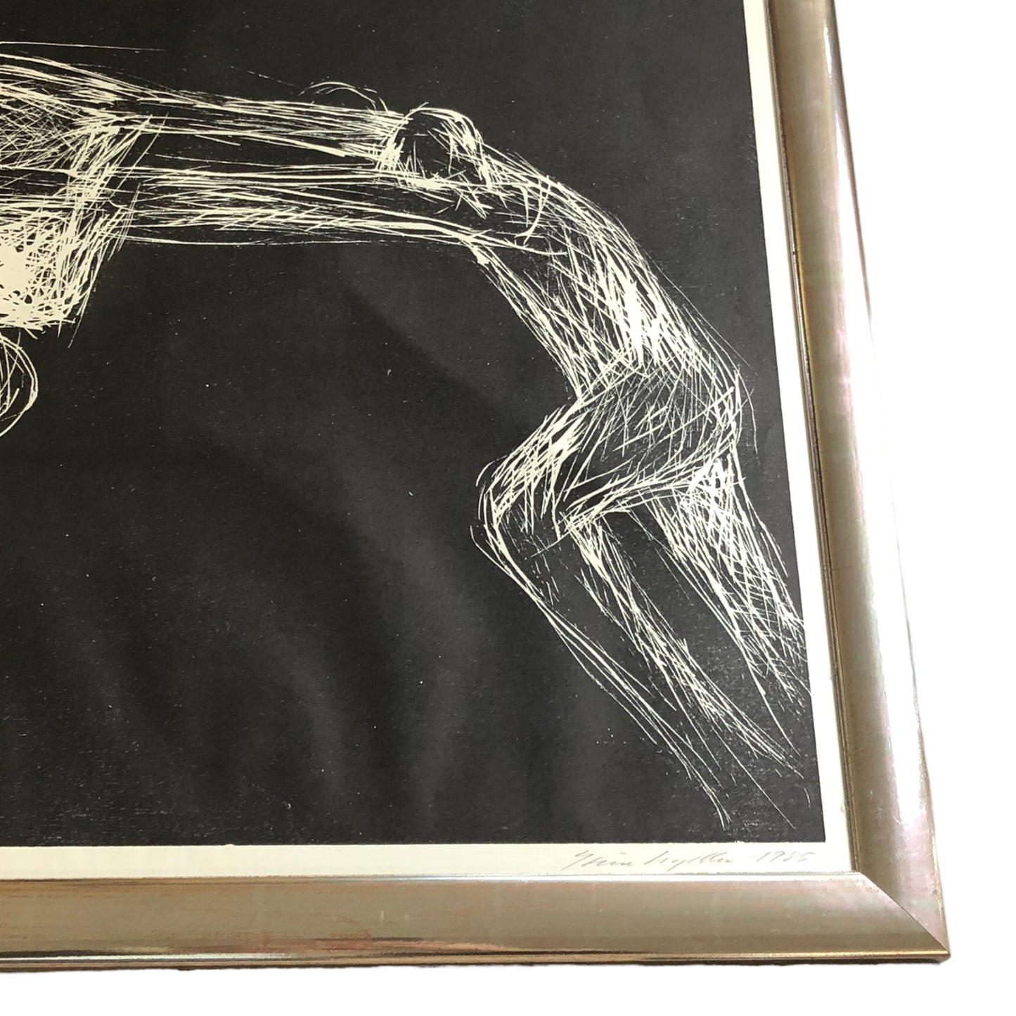 Unknown Artist - Schwarz Weiß Lithographie - Abstrakt - 1985