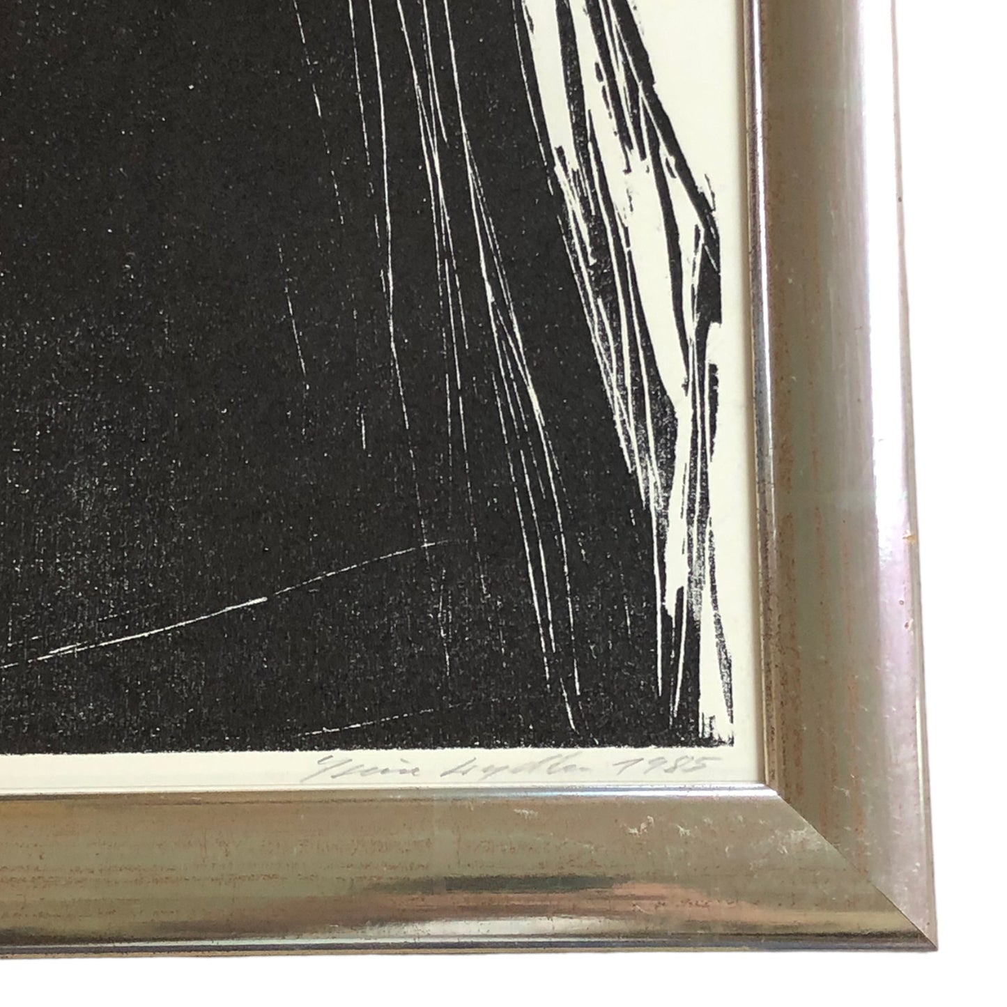 Unknown Artist - Schwarz Weiß Lithographie - Abstrakt - 1985