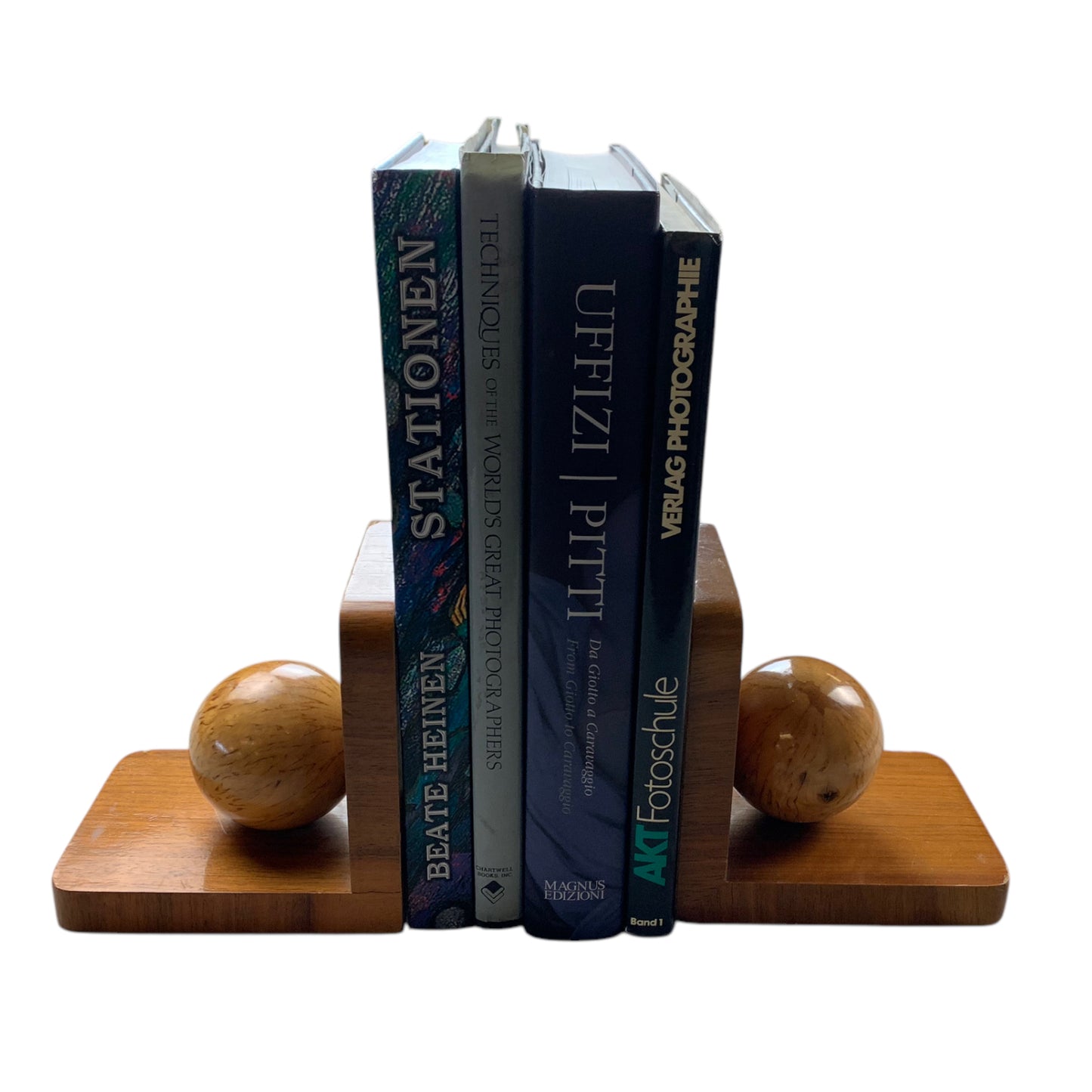 Buchstützen Holz - Kugel - Bookends - Vintage