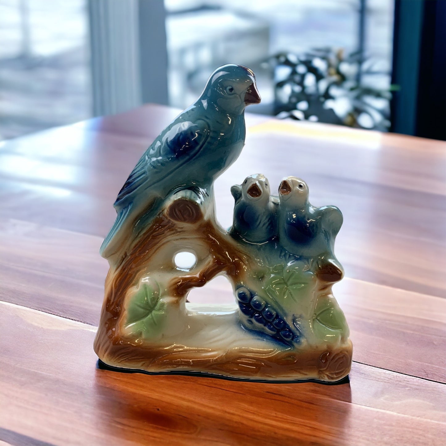 Vintage Porzellanfigur Bluebirds Vögel Figur auf Sockel Made in Brazil