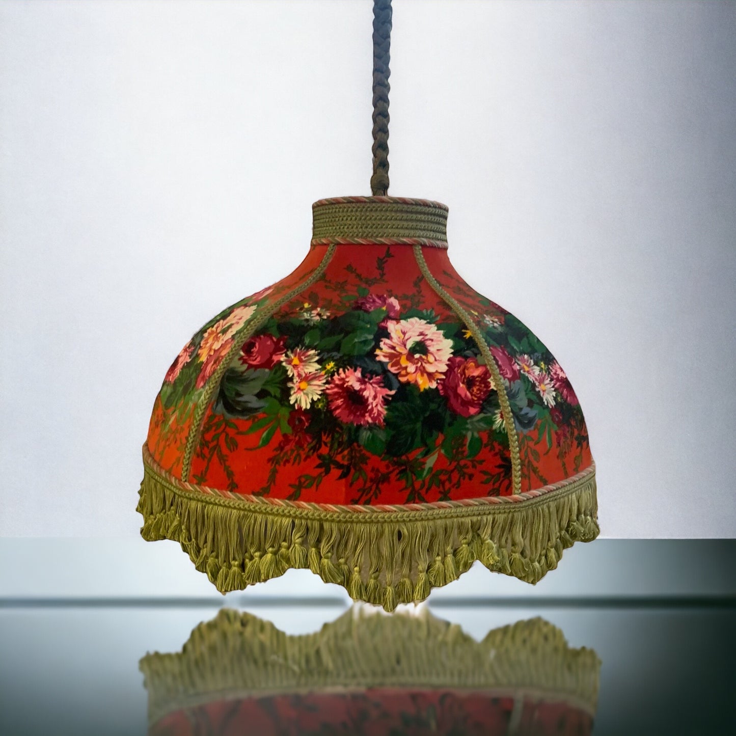 Vintage Deckenlampe - Großer floraler Blumenlampenschirm - vintage