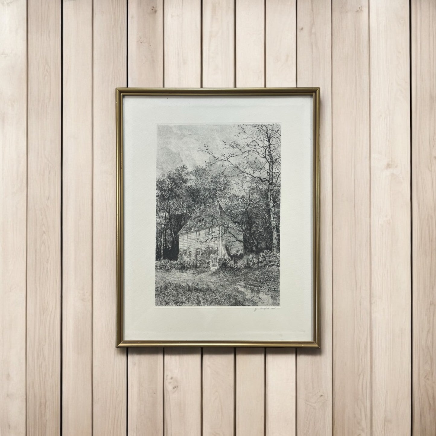 Mannfeld - orig Radierung - Goethes Gartenhaus - gerahmt