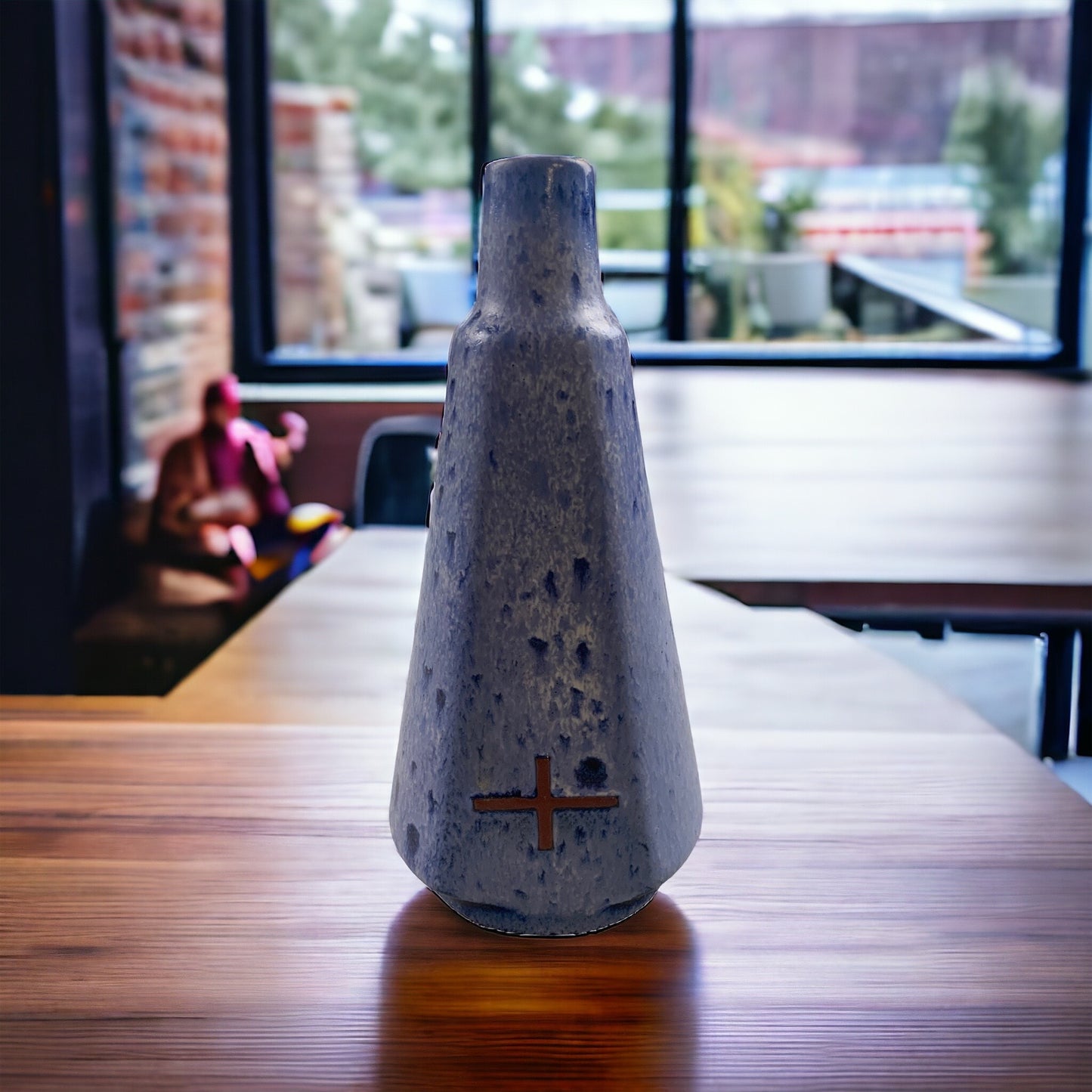 Vintage Keramik Vase - Blaue Vase - Schmaler Hals - 484