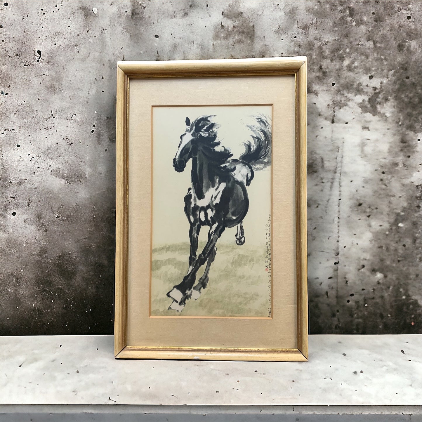 Xu Beihong - Gallopierendes Pferd - Midcentury - mit Rahmen