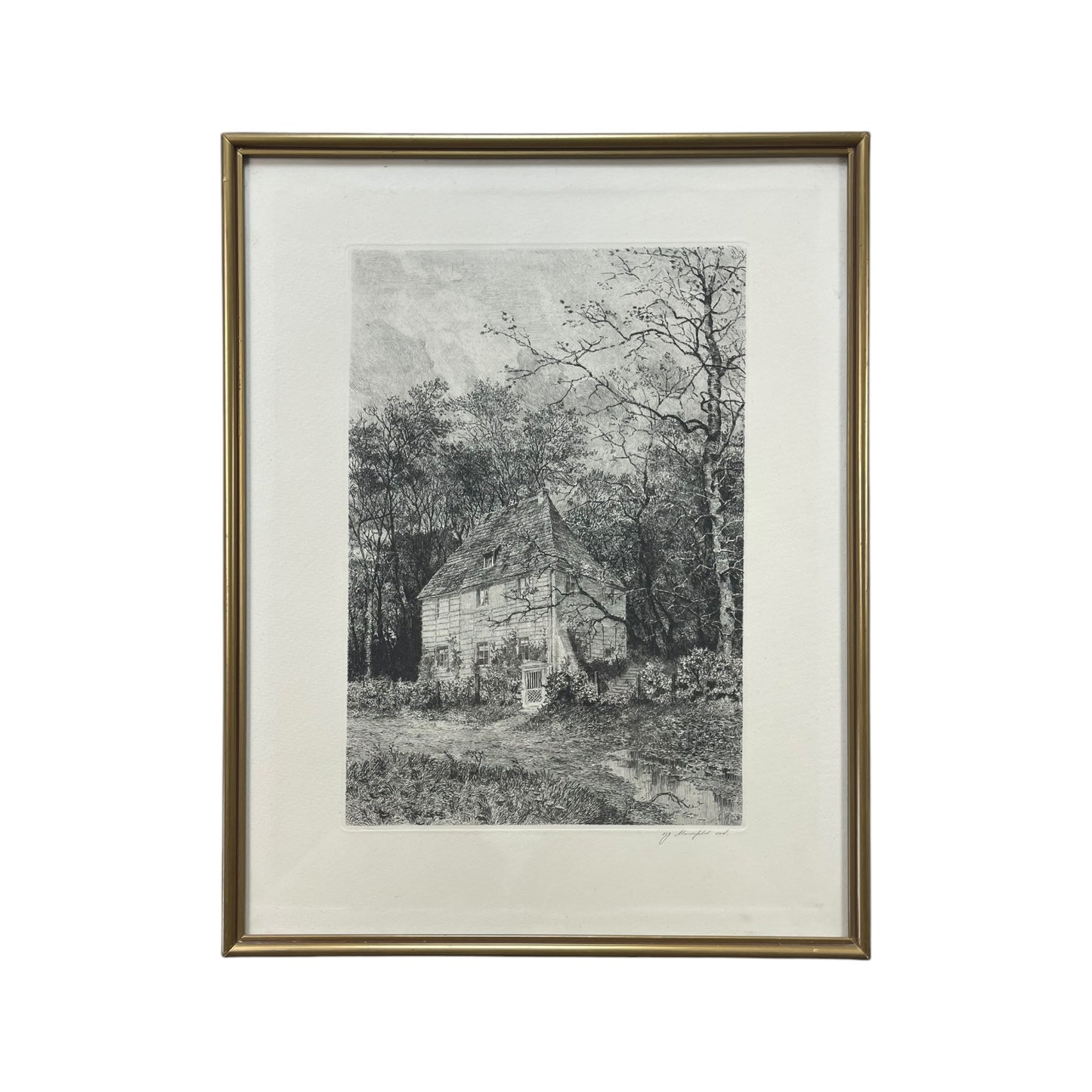 Mannfeld - orig Radierung - Goethes Gartenhaus - gerahmt
