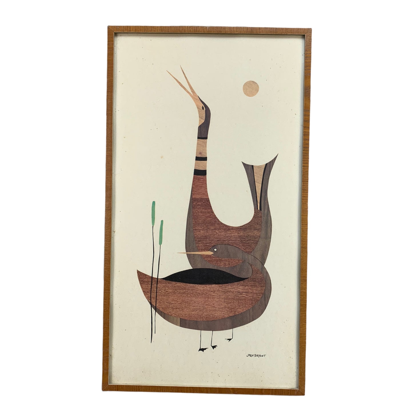 Joan Bryant - Bird print Midcentury - mit Rahmen