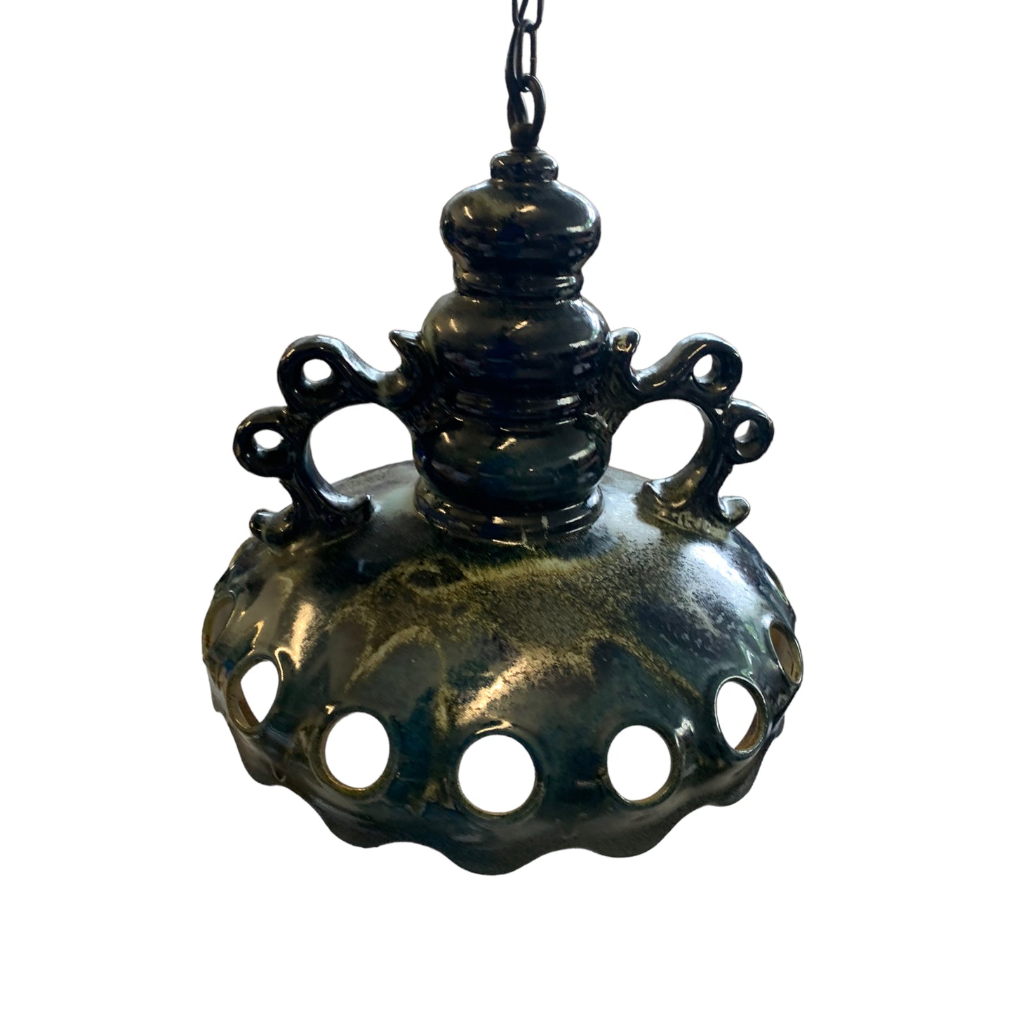 Vintage Deckenlampe - Großer Keramikschirm - vintage