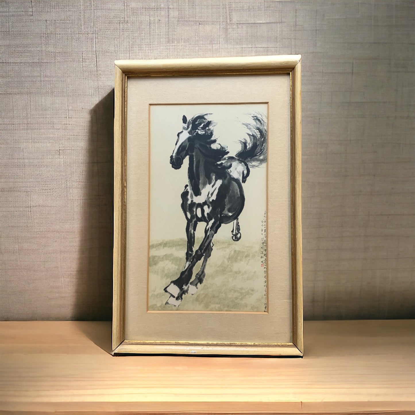 Xu Beihong - Gallopierendes Pferd - Midcentury - mit Rahmen