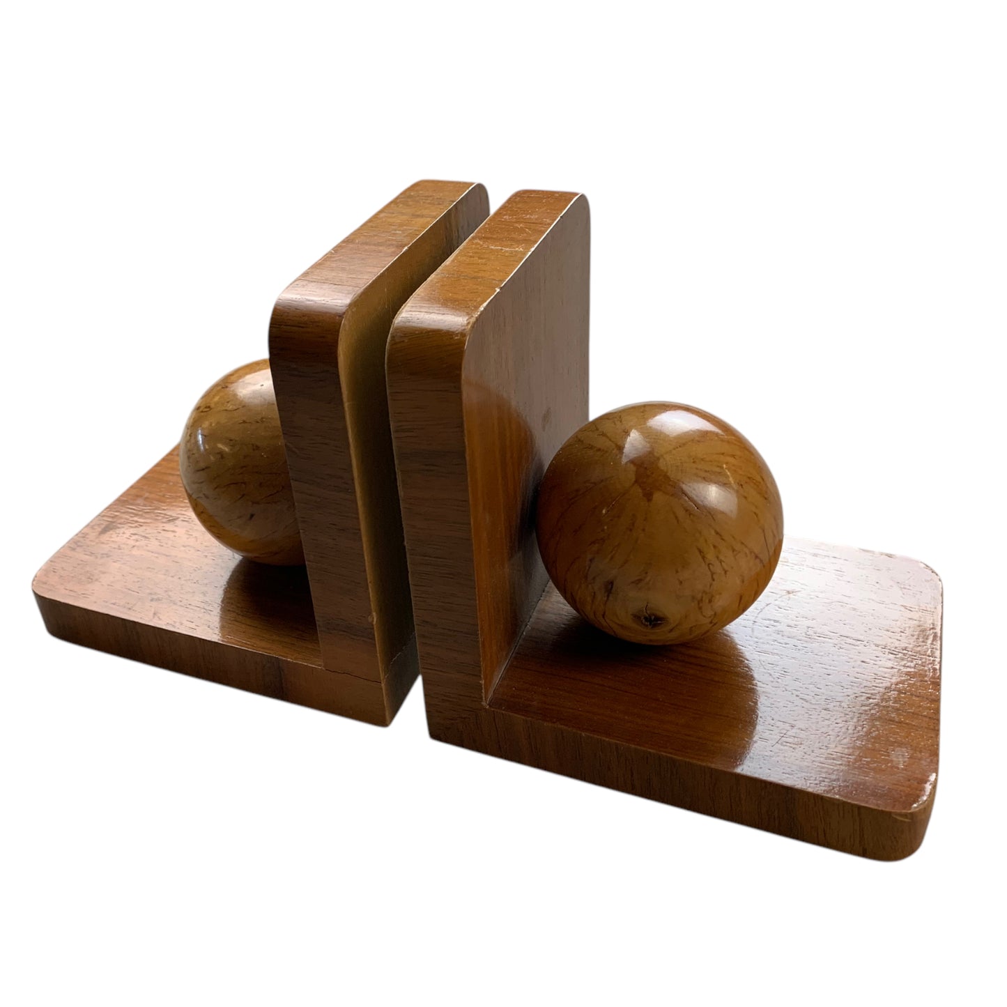 Buchstützen Holz - Kugel - Bookends - Vintage