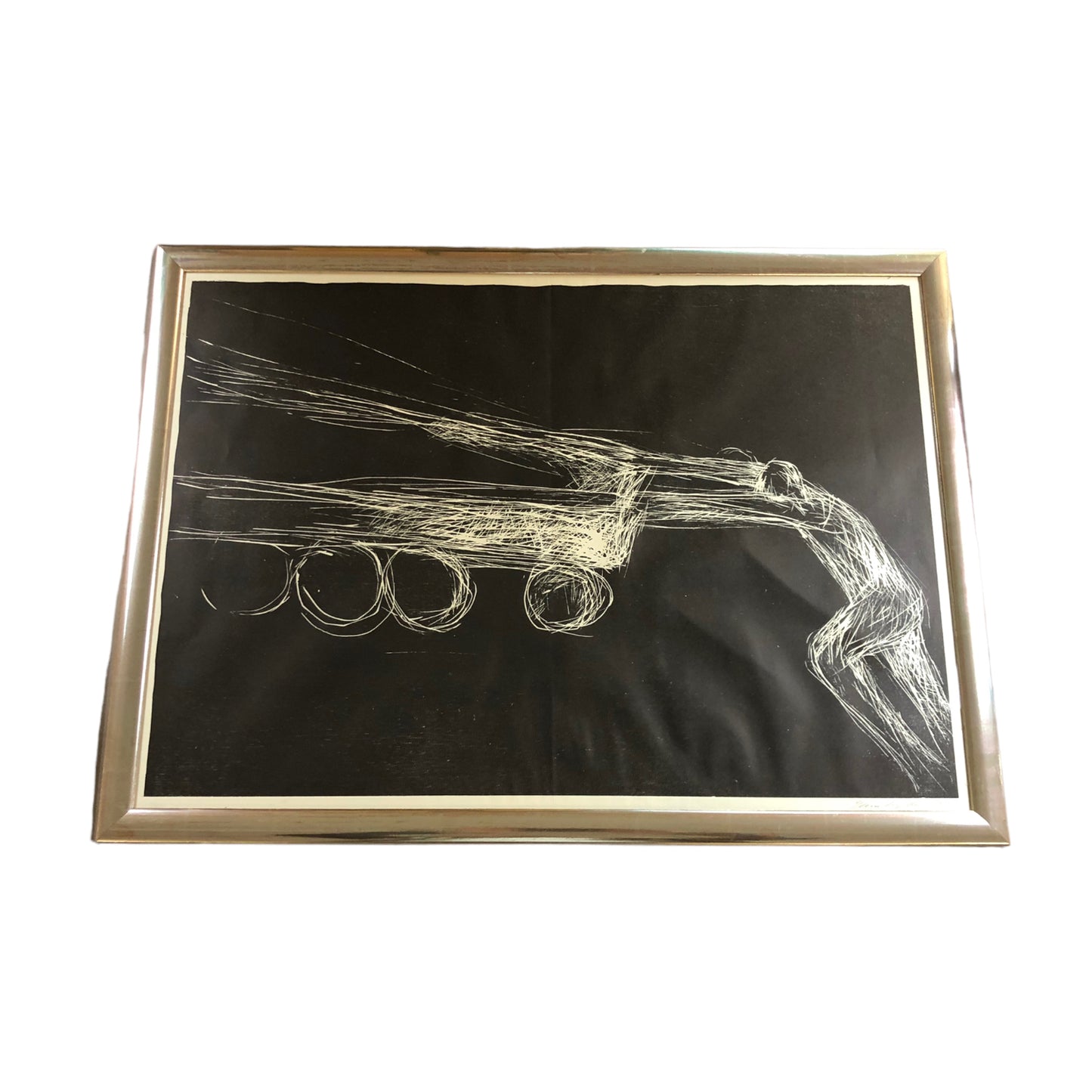 Unknown Artist - Schwarz Weiß Lithographie - Abstrakt - 1985