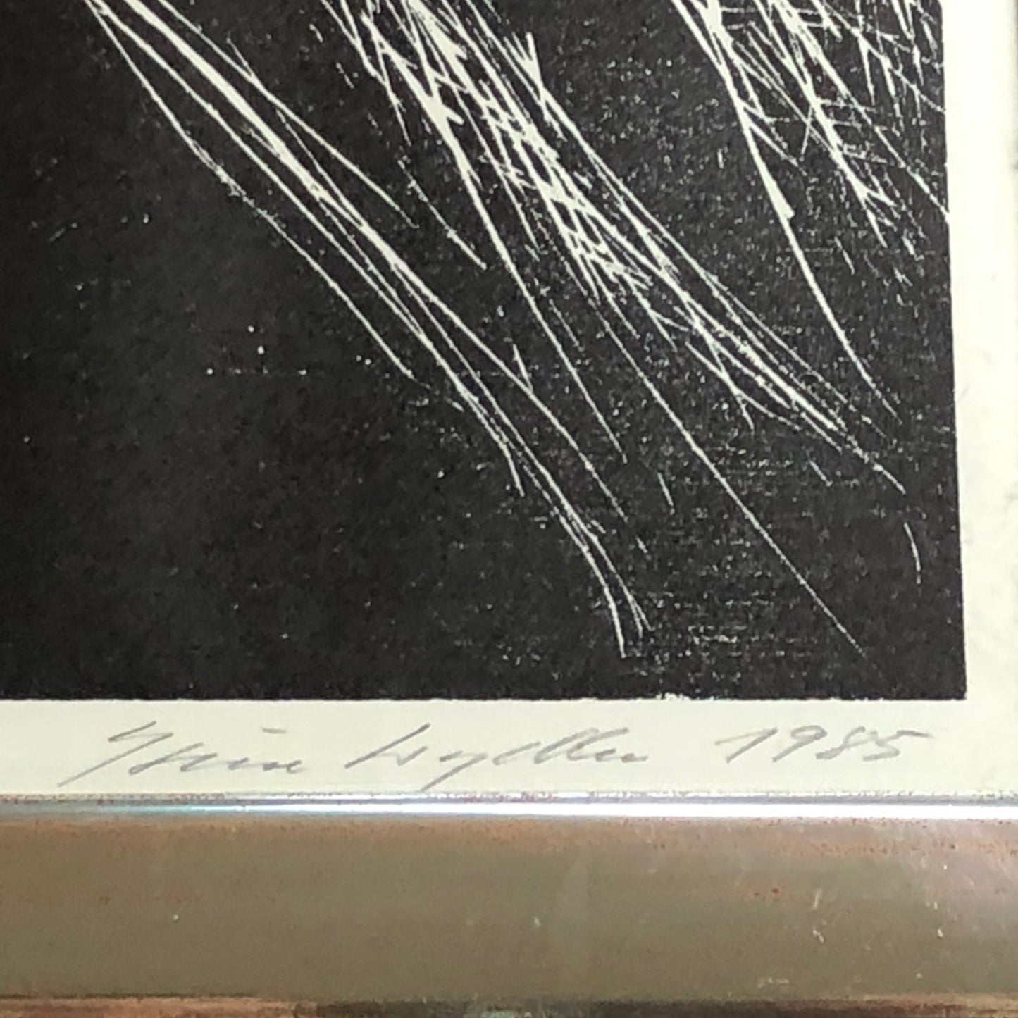 Unknown Artist - Schwarz Weiß Lithographie - Abstrakt - 1985
