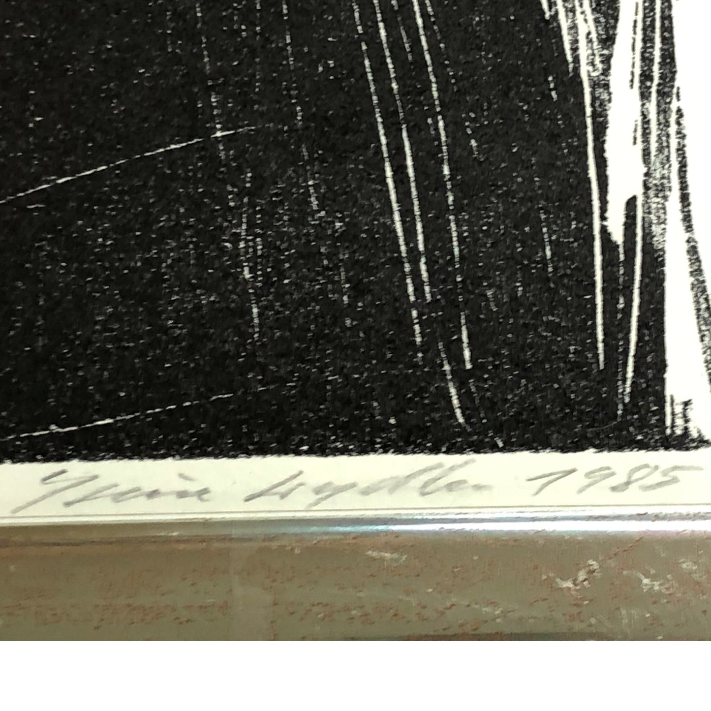 Unknown Artist - Schwarz Weiß Lithographie - Abstrakt - 1985