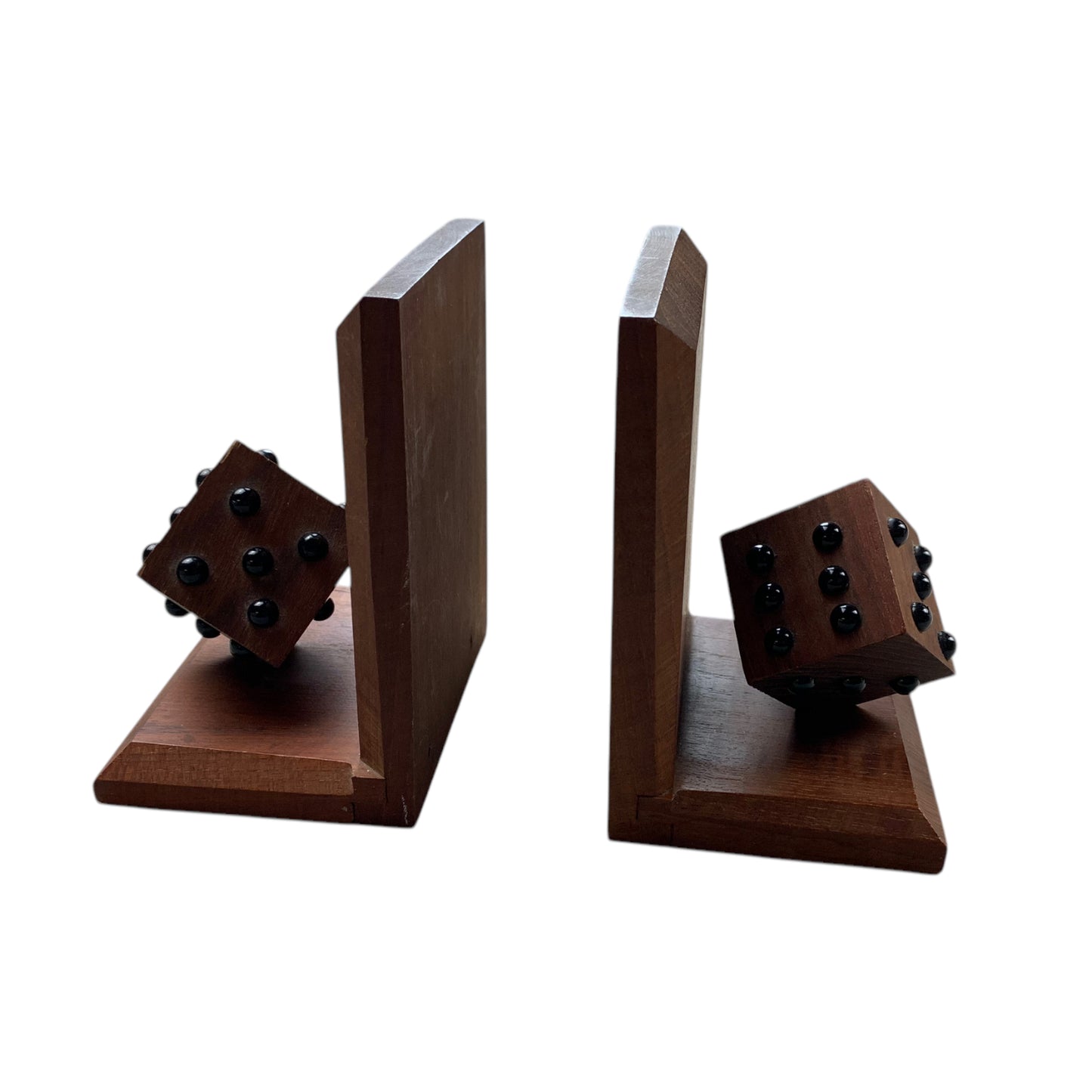 Buchstützen Holz - Würfel / Dice - Bookends - Vintage