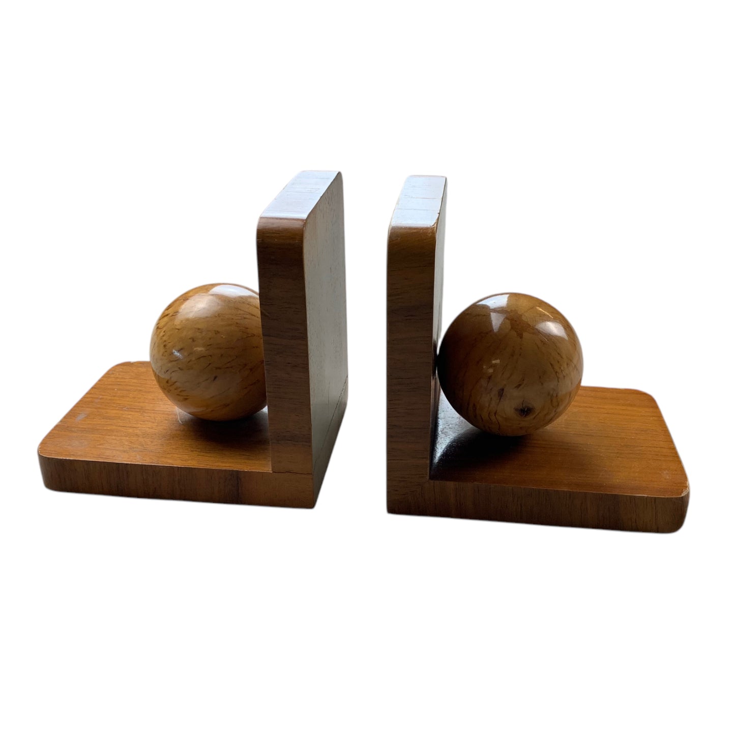 Buchstützen Holz - Kugel - Bookends - Vintage