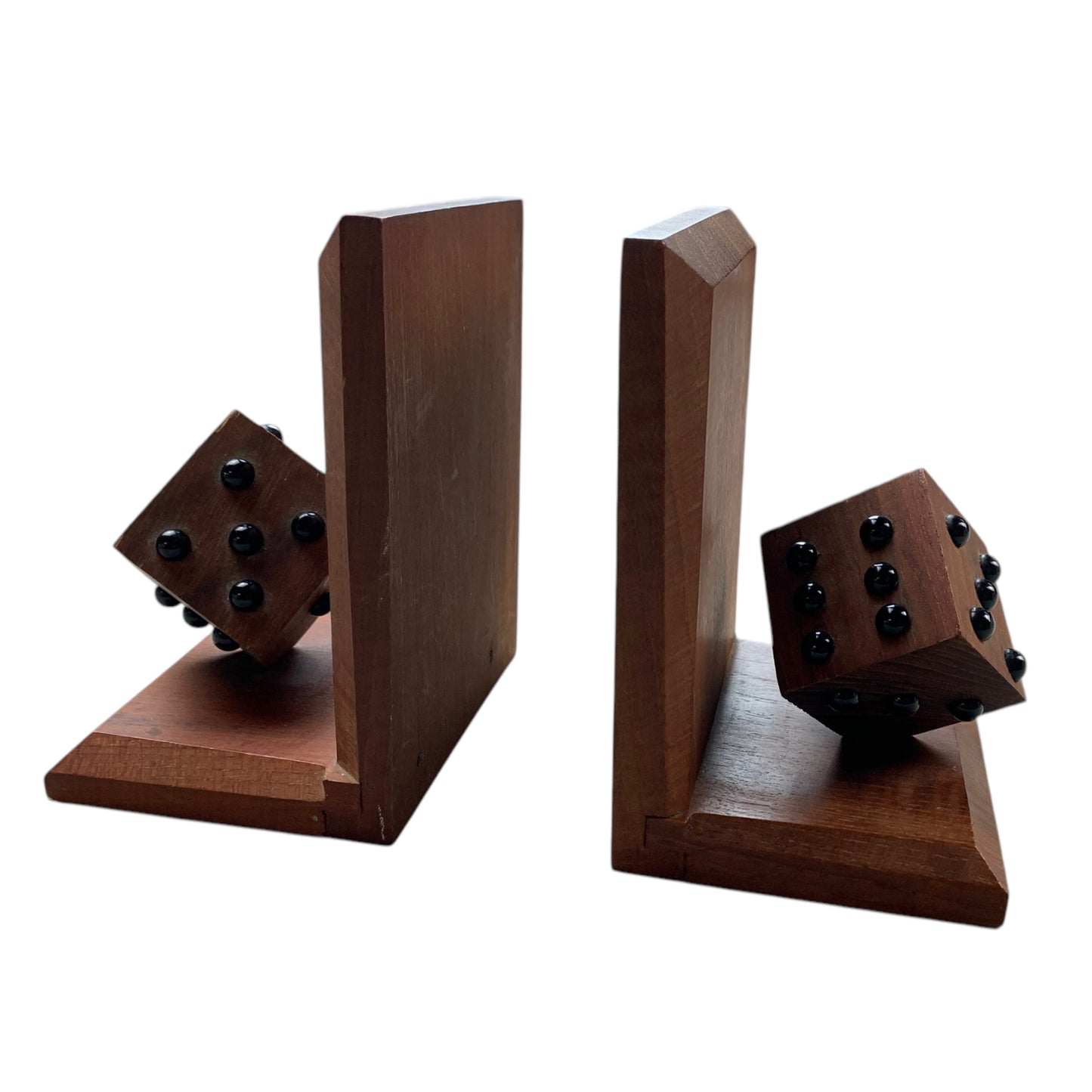 Buchstützen Holz - Würfel / Dice - Bookends - Vintage