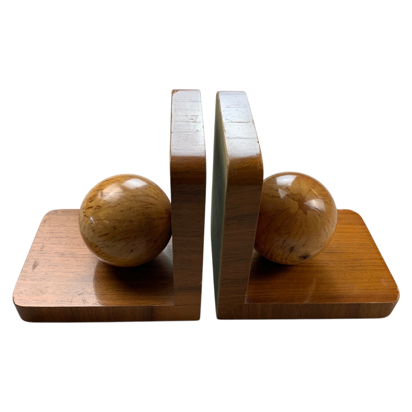 Buchstützen Holz - Kugel - Bookends - Vintage