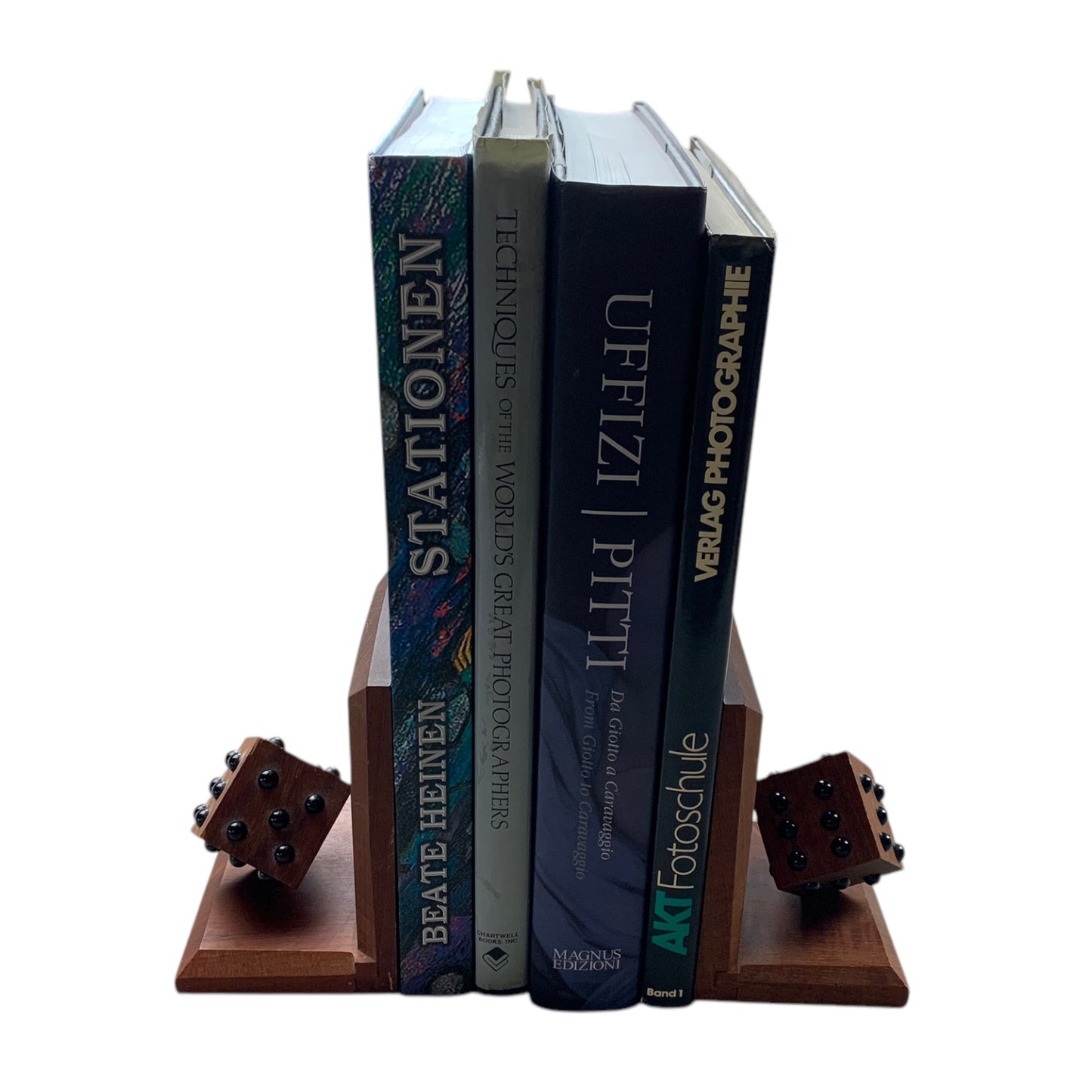 Buchstützen Holz - Würfel / Dice - Bookends - Vintage