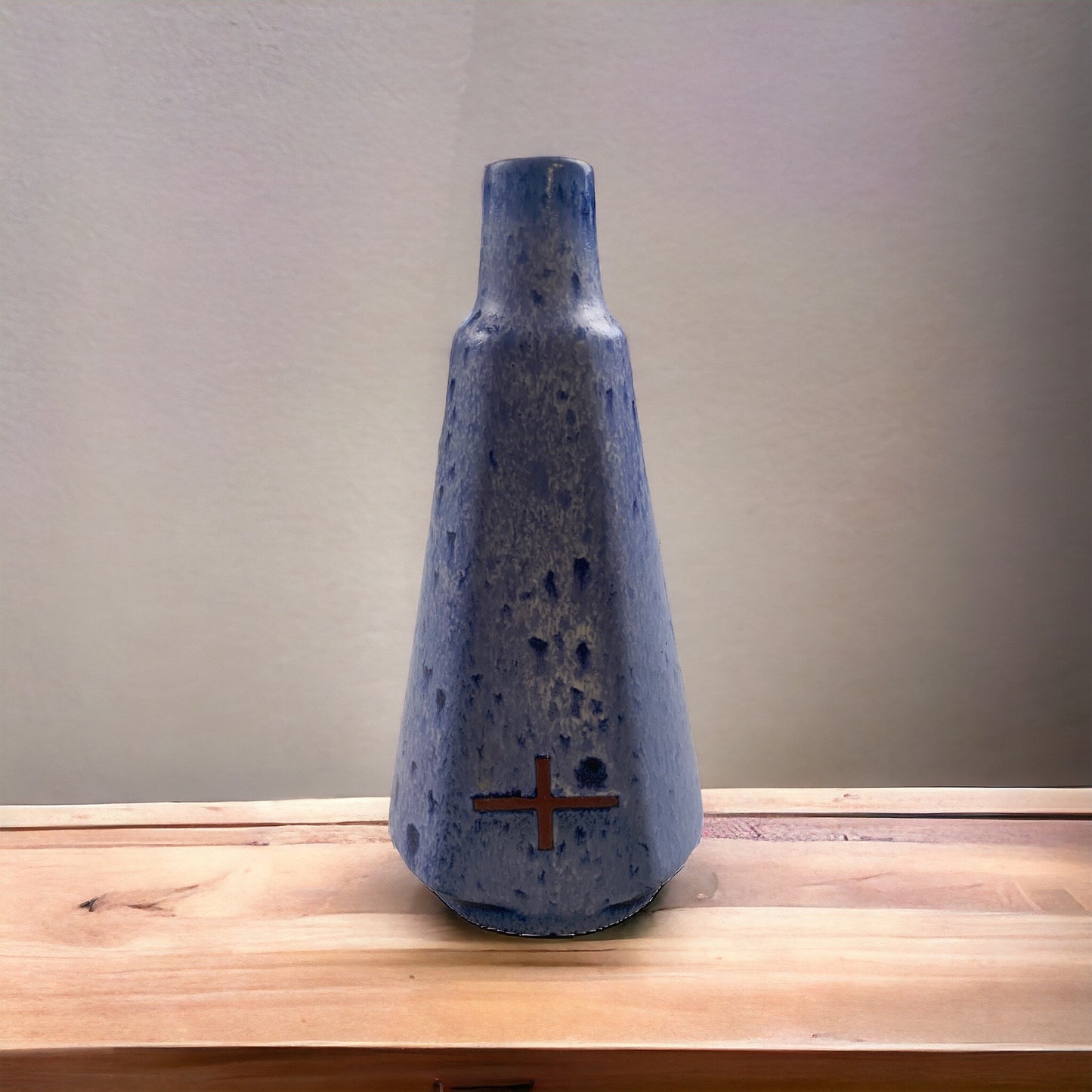 Vintage Keramik Vase - Blaue Vase - Schmaler Hals - 484
