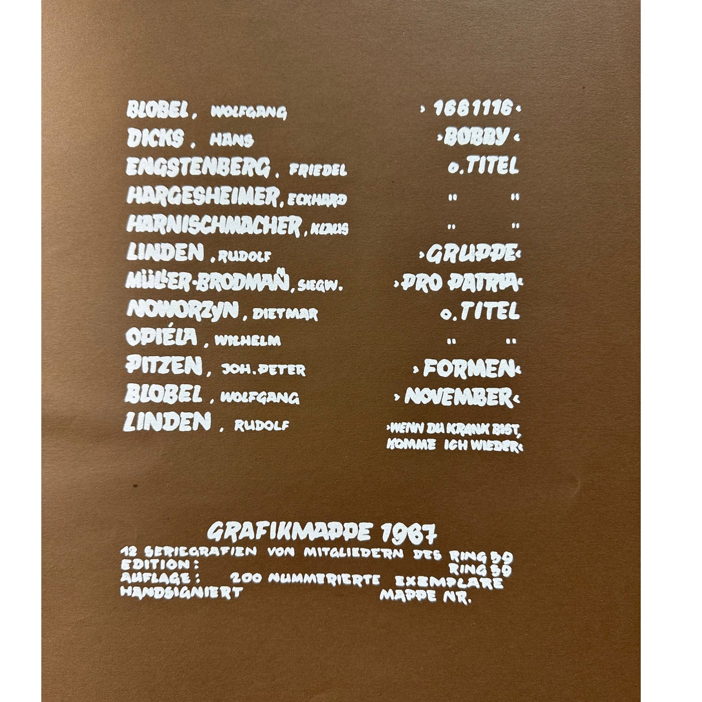 Ring 59 - Grafikmappe 1967 - 12 Seriegrafien