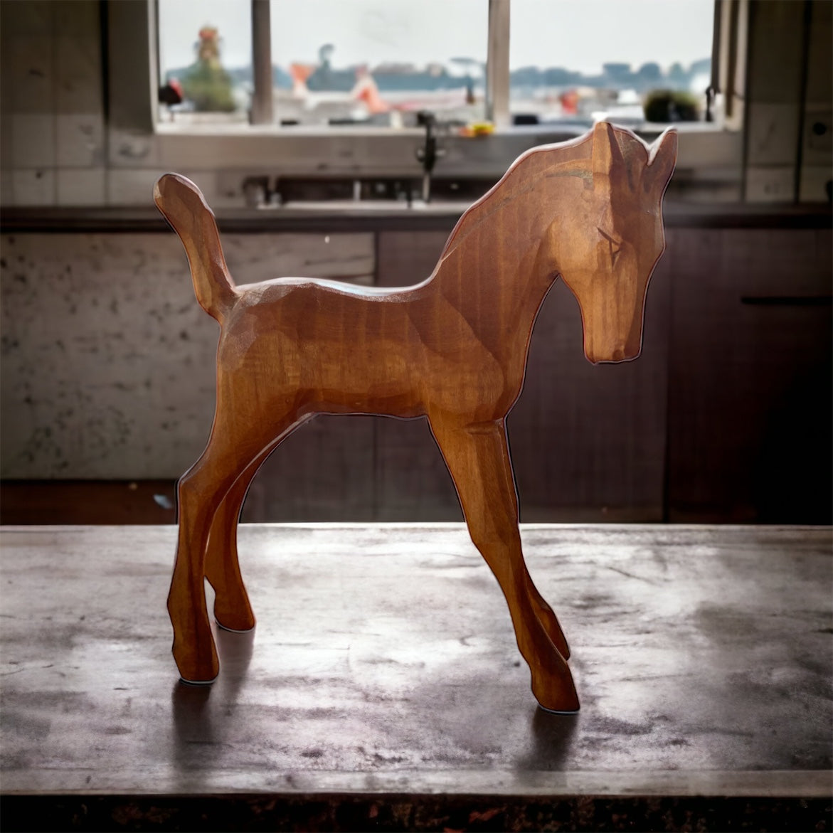 Vintage Holzpferd Holzfigur Deko Figur