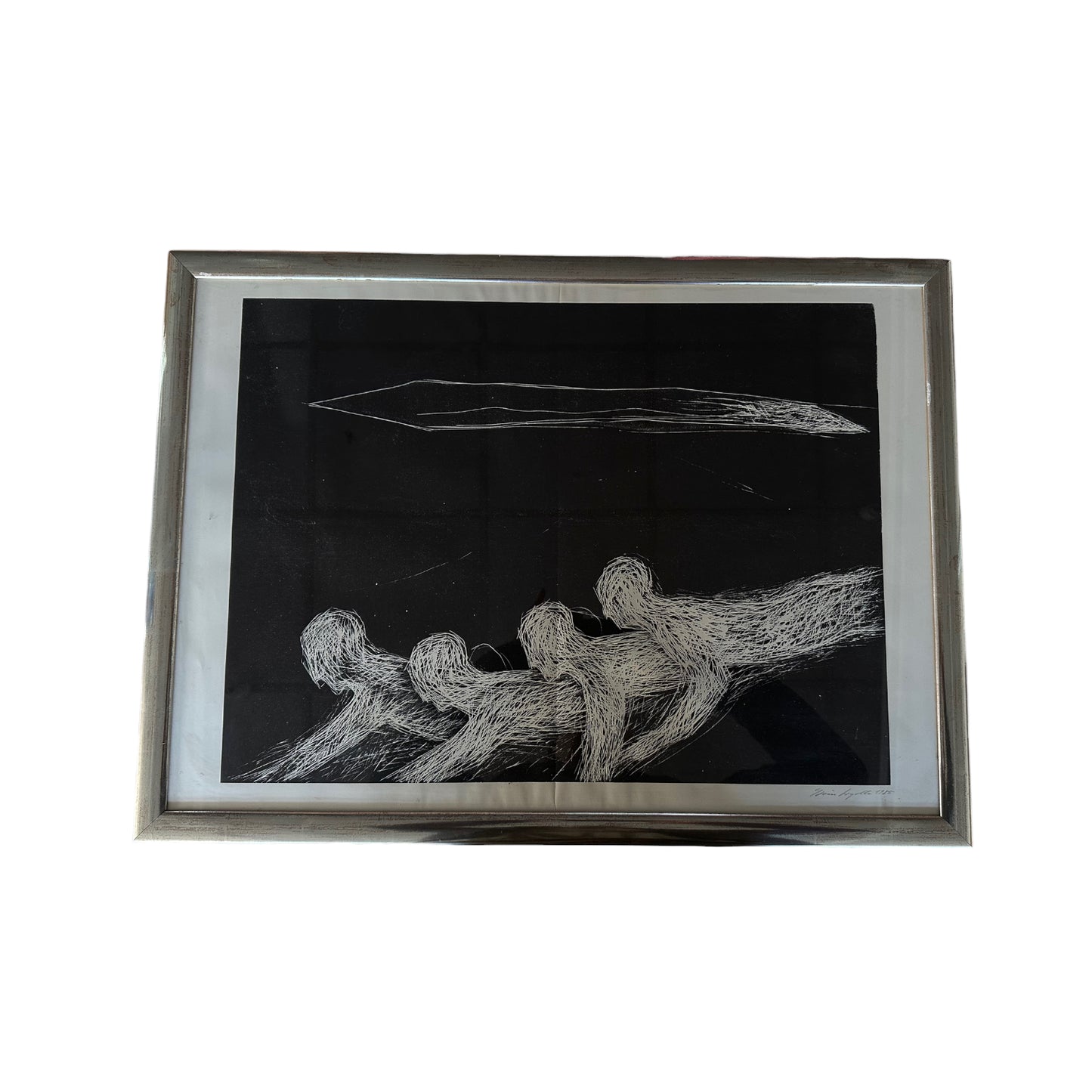 Unknown Artist - Schwarz Weiß Lithographie - Abstrakt - 1985