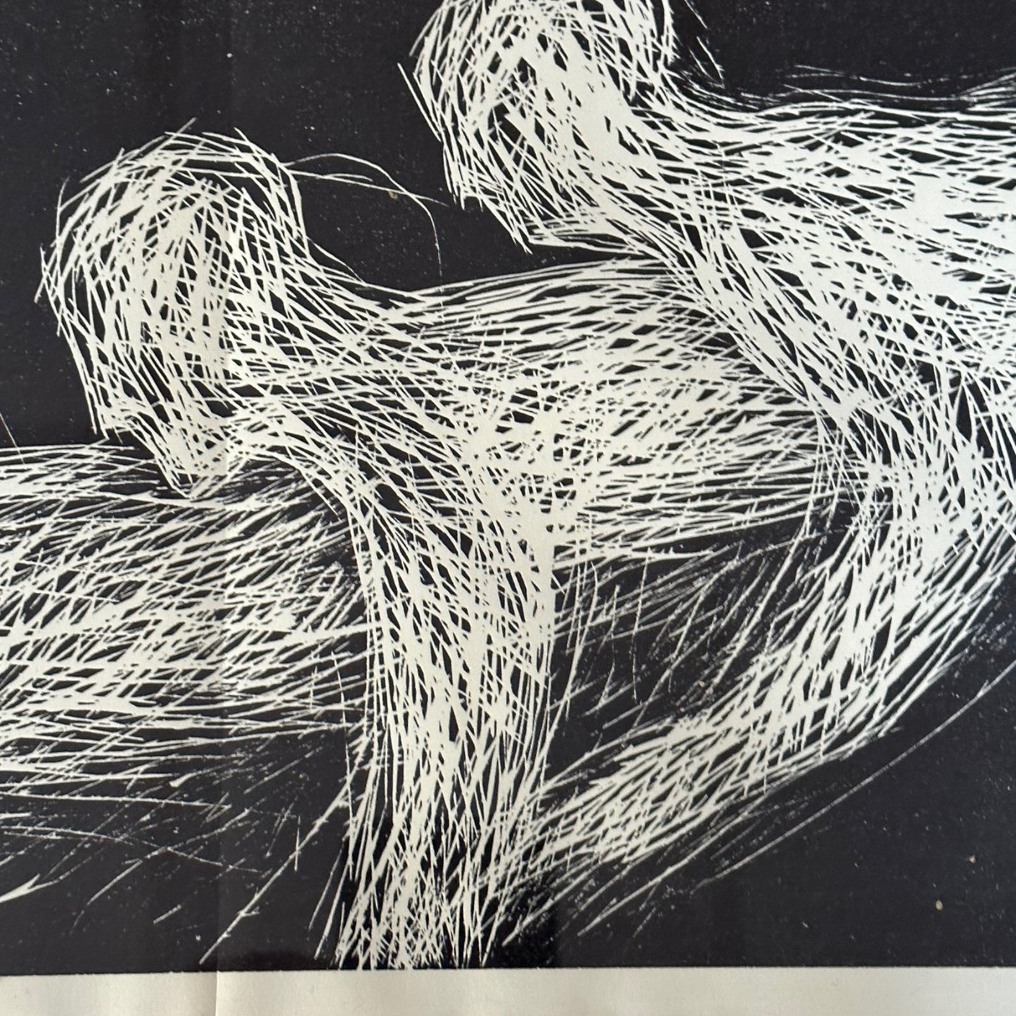 Unknown Artist - Schwarz Weiß Lithographie - Abstrakt - 1985