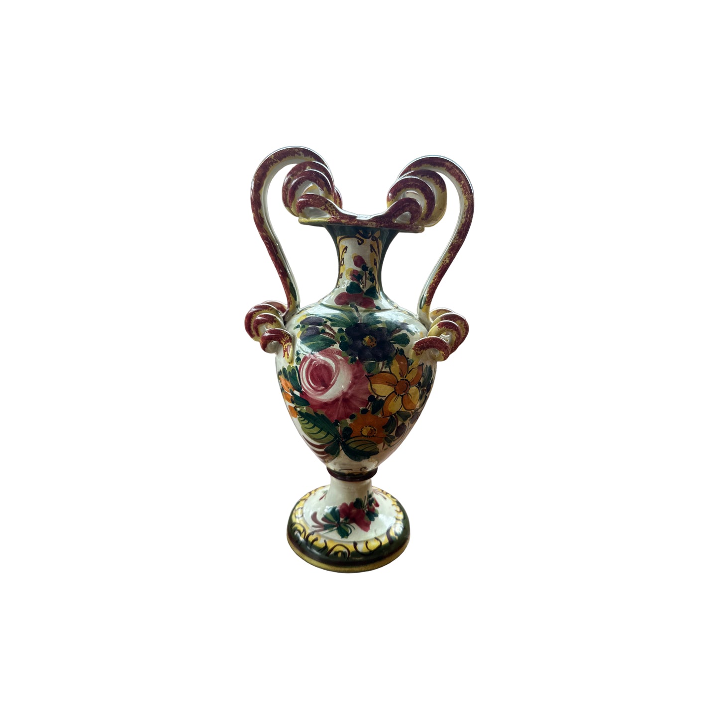 vintage Keramik Henkelvase Vase - Handbemalt Italien