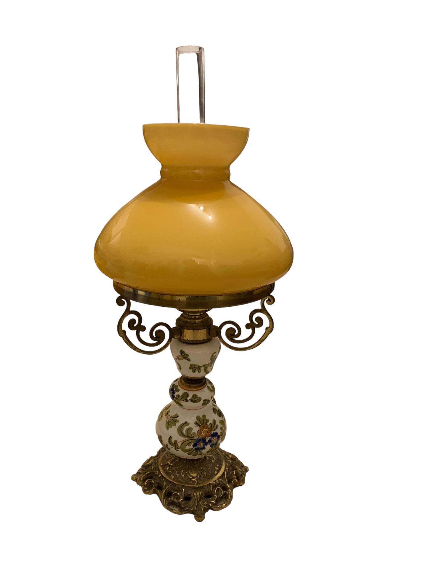 Lampe Petroleumlampe Tischlampe elektrisch handbemalt Vintage