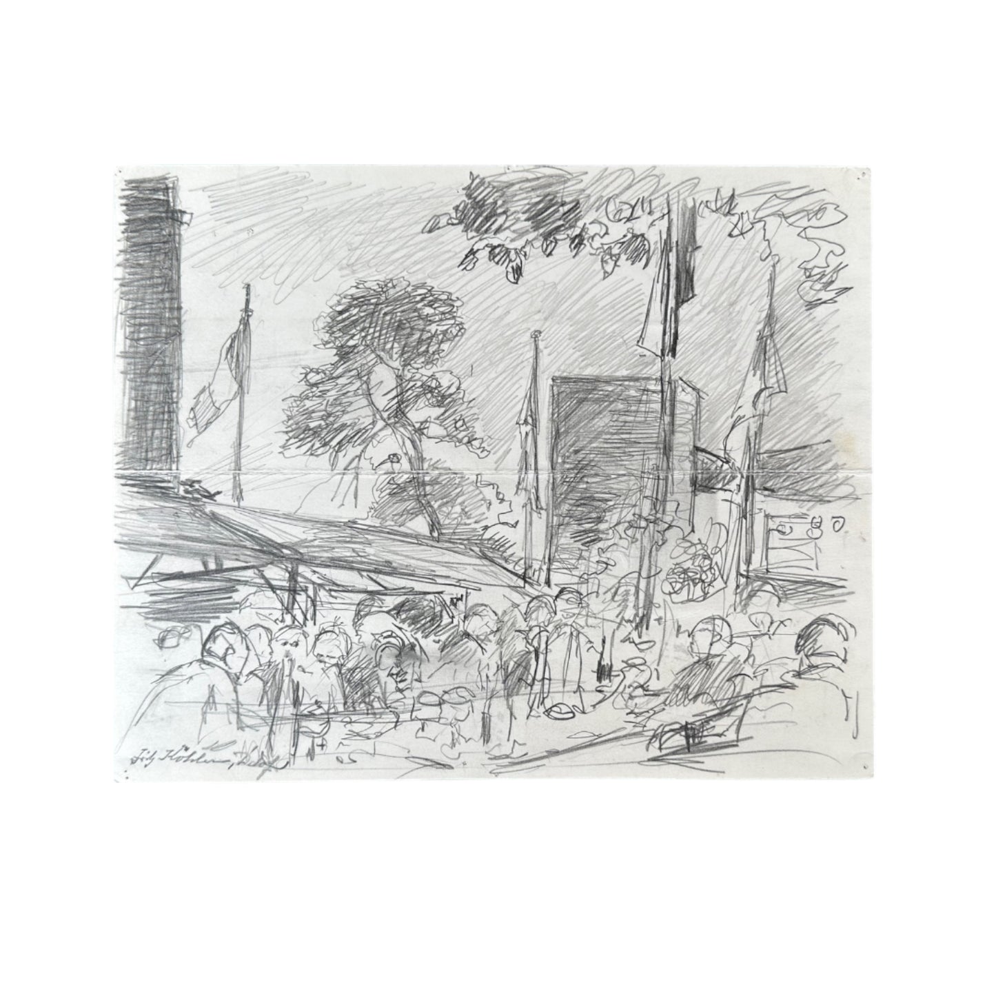 Fritz Köhler - Düsseldorf - Bleistift Zeichnung