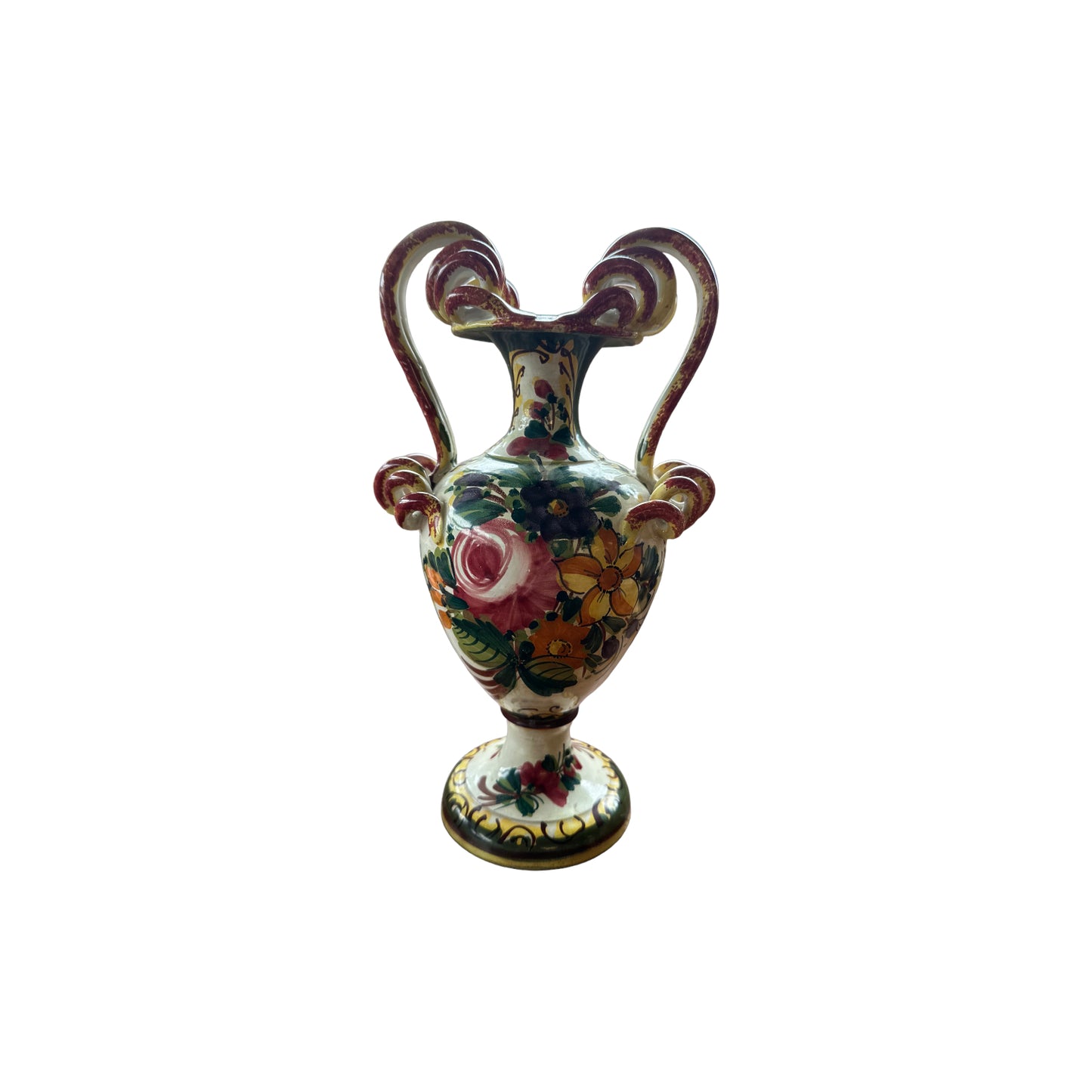 vintage Keramik Henkelvase Vase - Handbemalt Italien
