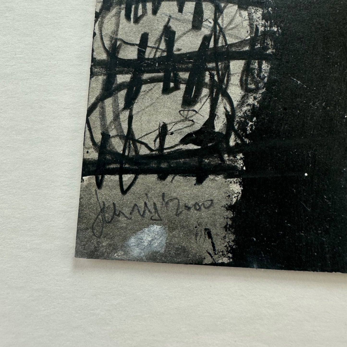 Gerald Nigl - Abstraktes Gemälde - schwarz / weiß - 2000 - gerahmt