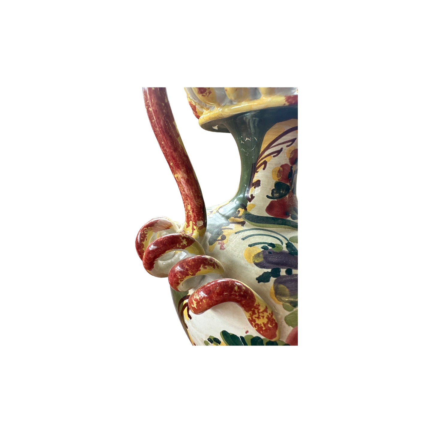 vintage Keramik Henkelvase Vase - Handbemalt Italien