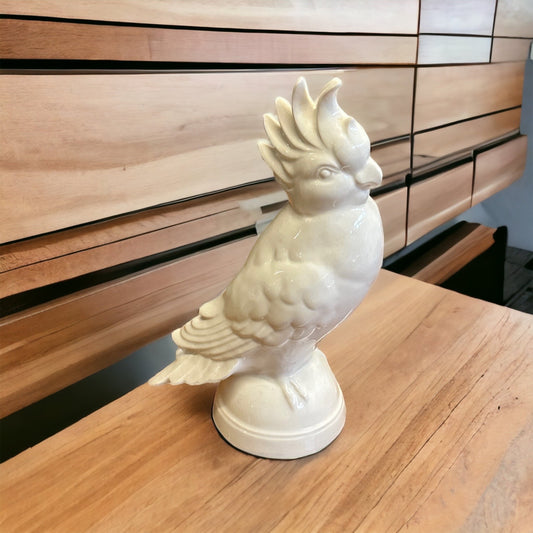 Goebel Kakadu Porzellanfigur Vogel Weiß Figur auf Sockel West Germany