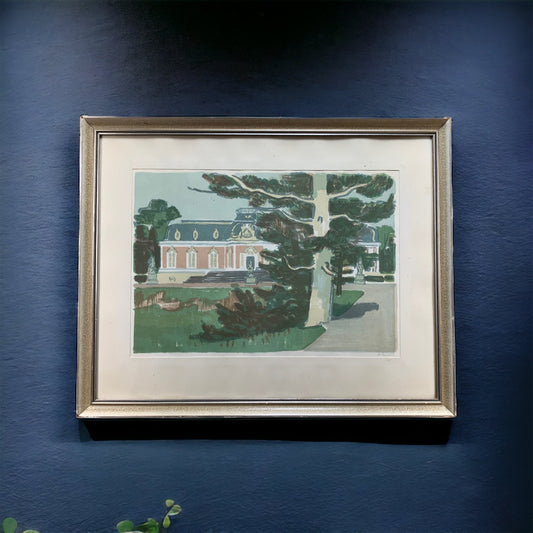 Hermann Teuber - Schloss Benrath - Farblithografie - mit Rahmen