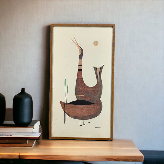 Joan Bryant - Bird print Midcentury - mit Rahmen