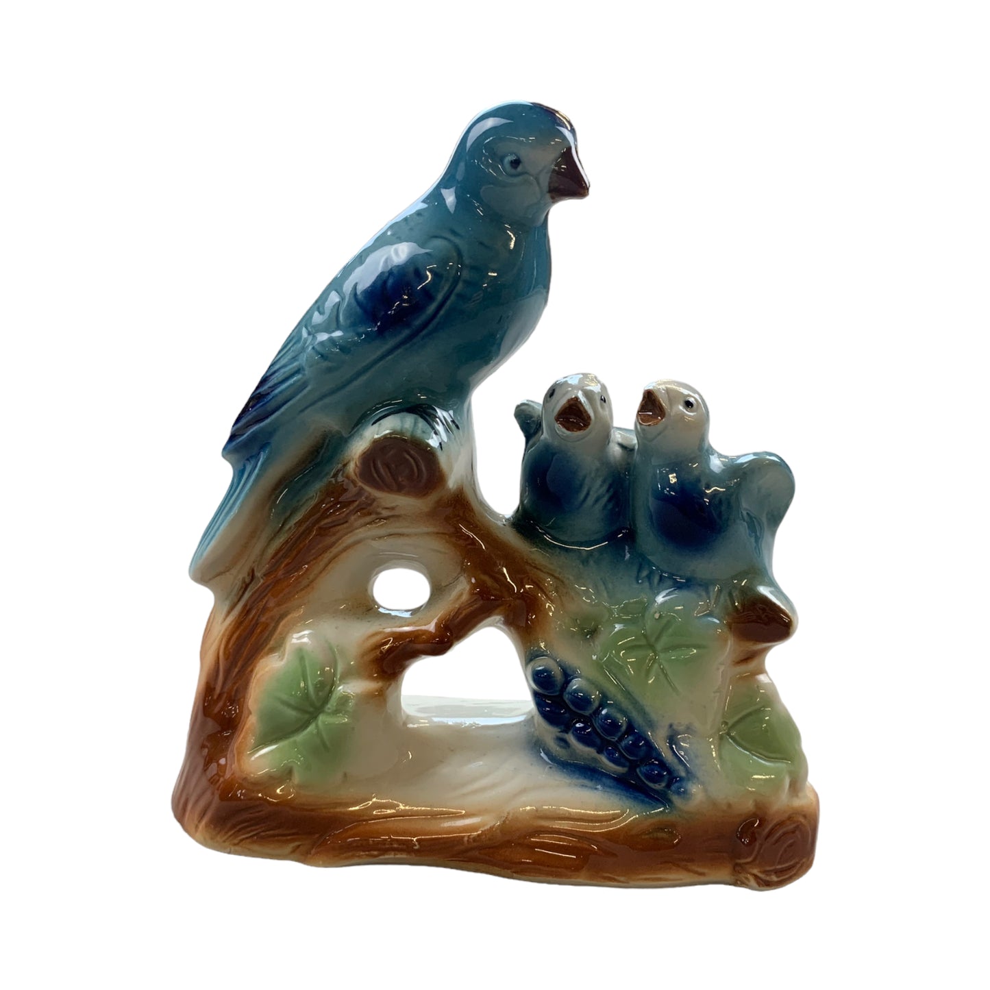 Vintage Porzellanfigur Bluebirds Vögel Figur auf Sockel Made in Brazil