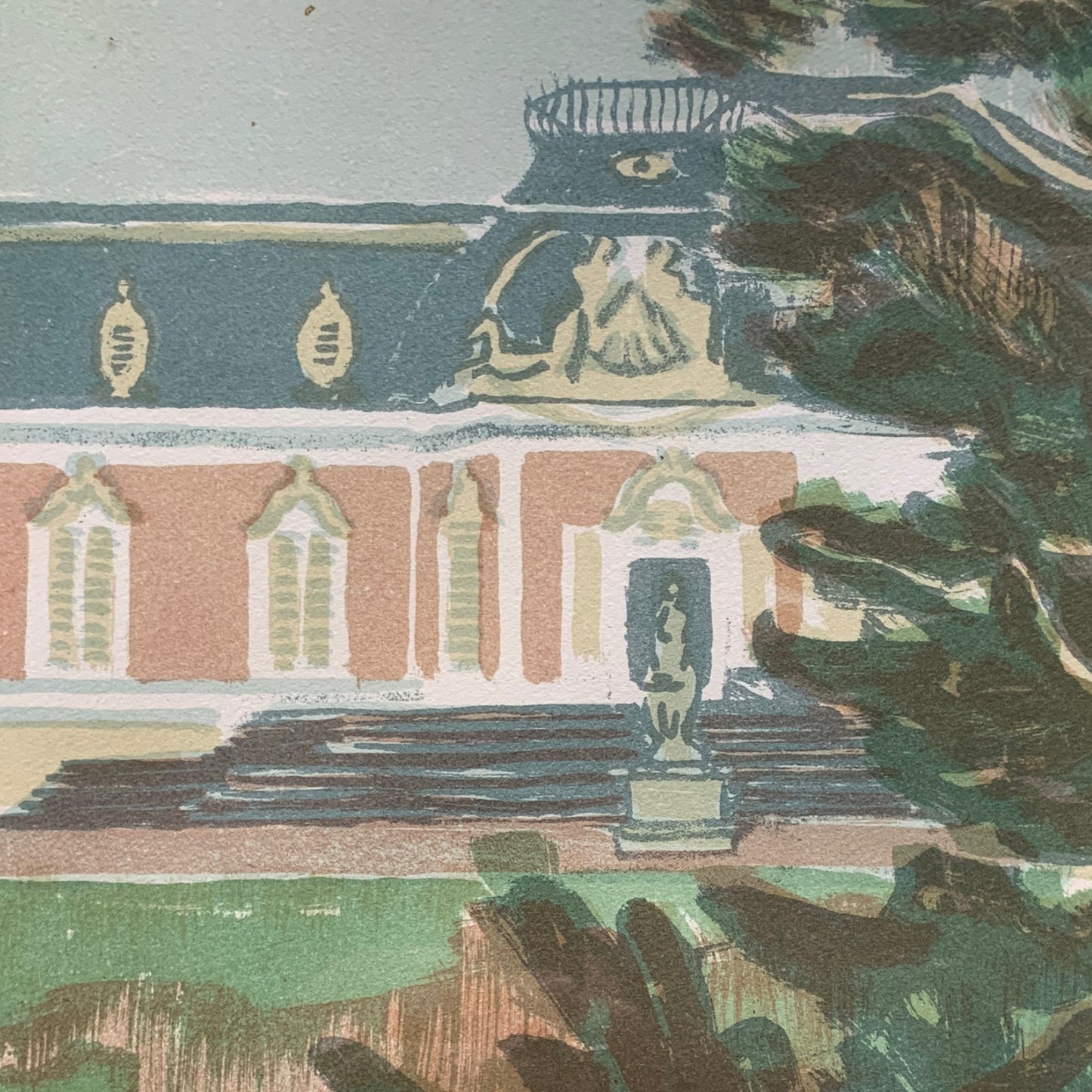 Hermann Teuber - Schloss Benrath - Farblithografie - mit Rahmen