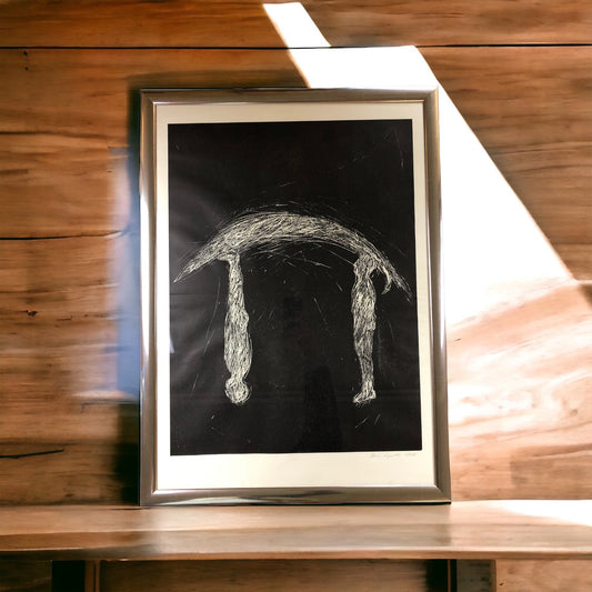 Unknown Artist - Schwarz Weiß Lithographie - Abstrakt - 1985