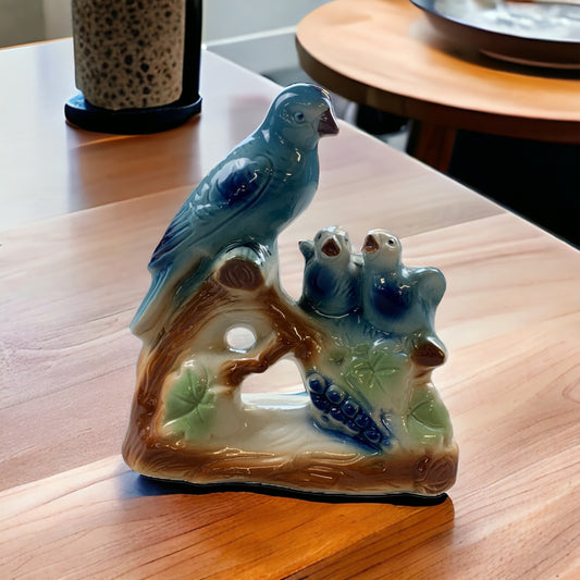 Vintage Porzellanfigur Bluebirds Vögel Figur auf Sockel Made in Brazil