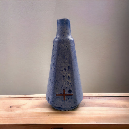 Vintage Keramik Vase - Blaue Vase - Schmaler Hals - 484