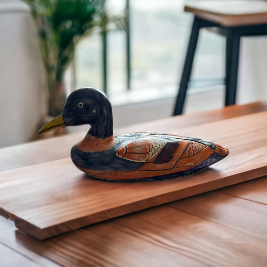 Vintage Ente Holzfigur Figur Hanpainted Cajuste Roland