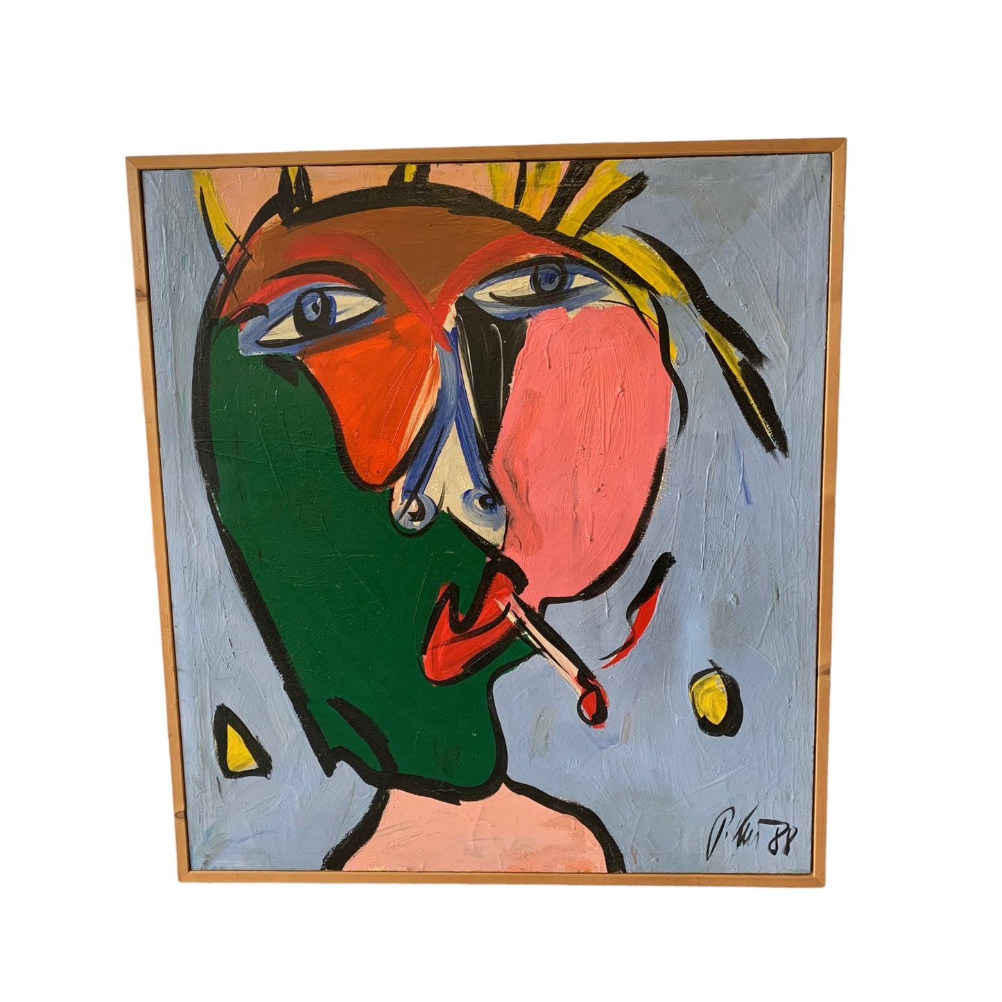 Peter Robert Keil - Abstraktes Portrait Gemälde - 80er