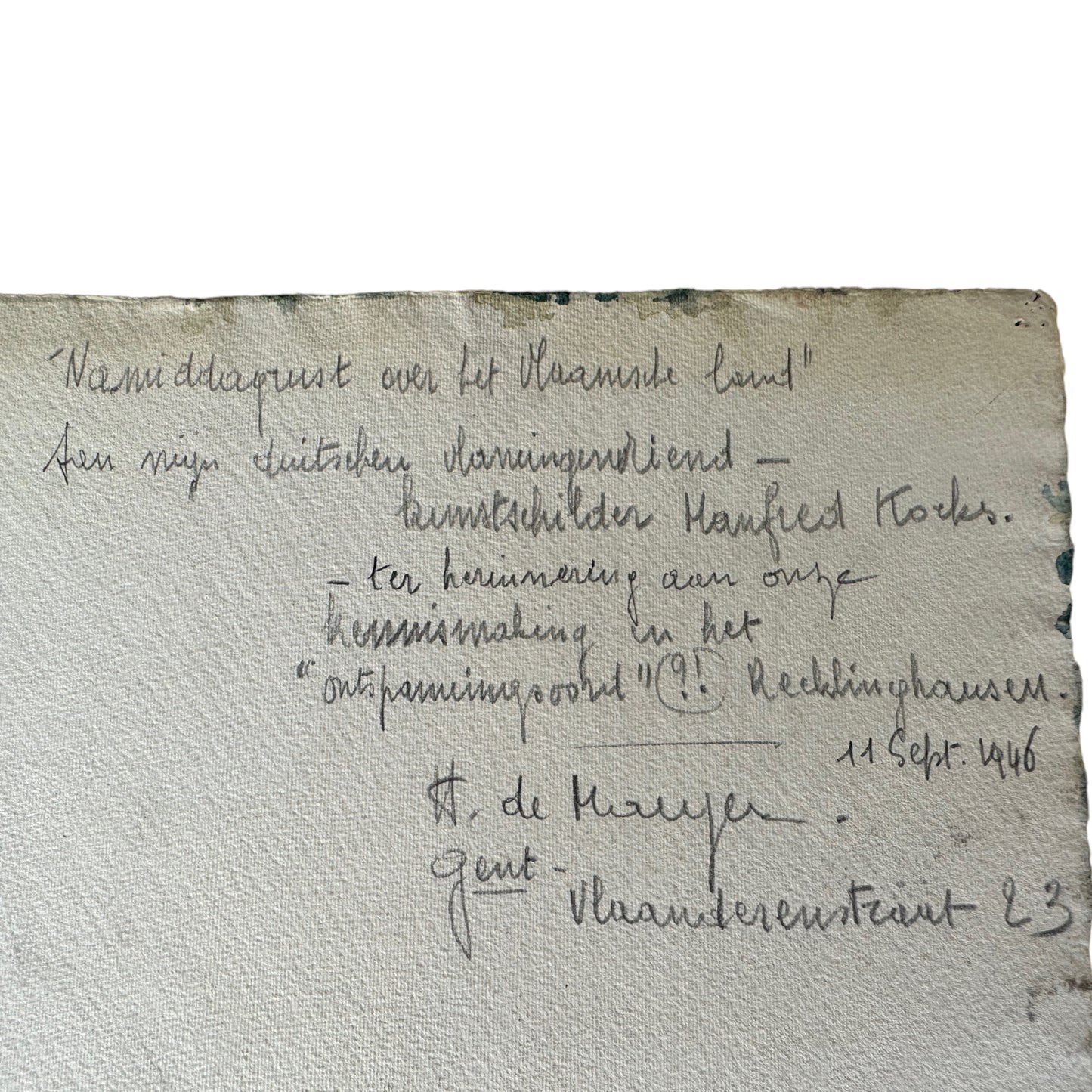 Unknown Artist - kleines Aquarell - Gent 1946