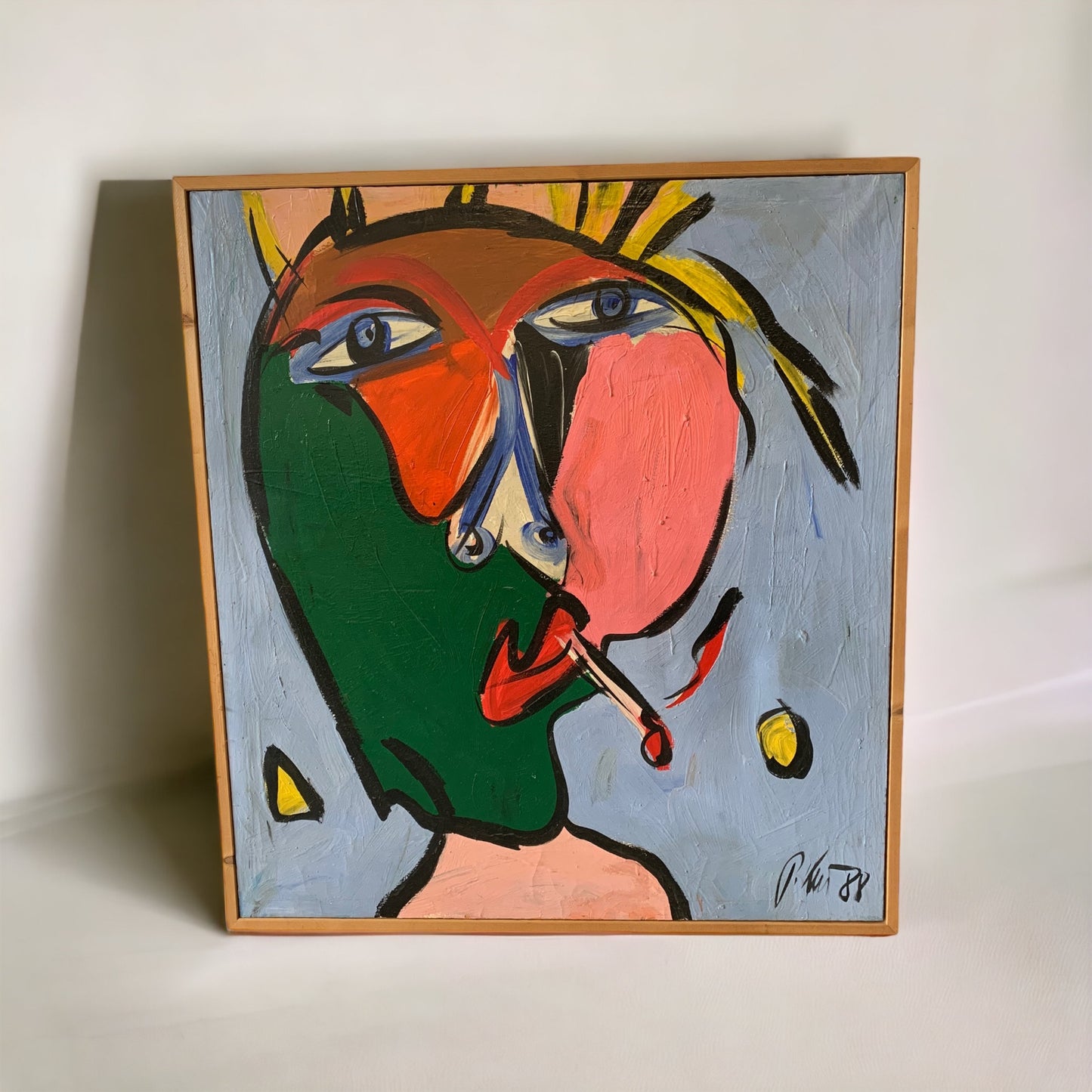 Peter Robert Keil - Abstraktes Portrait Gemälde - 80er