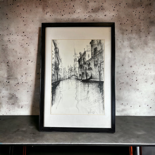 Unknown Artist - Grachtenszene - gerahmt