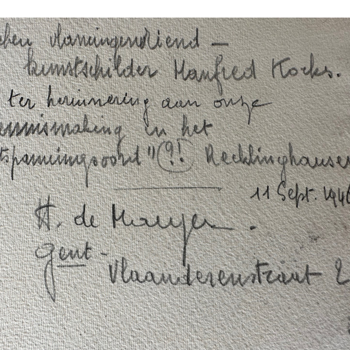 Unknown Artist - kleines Aquarell - Gent 1946