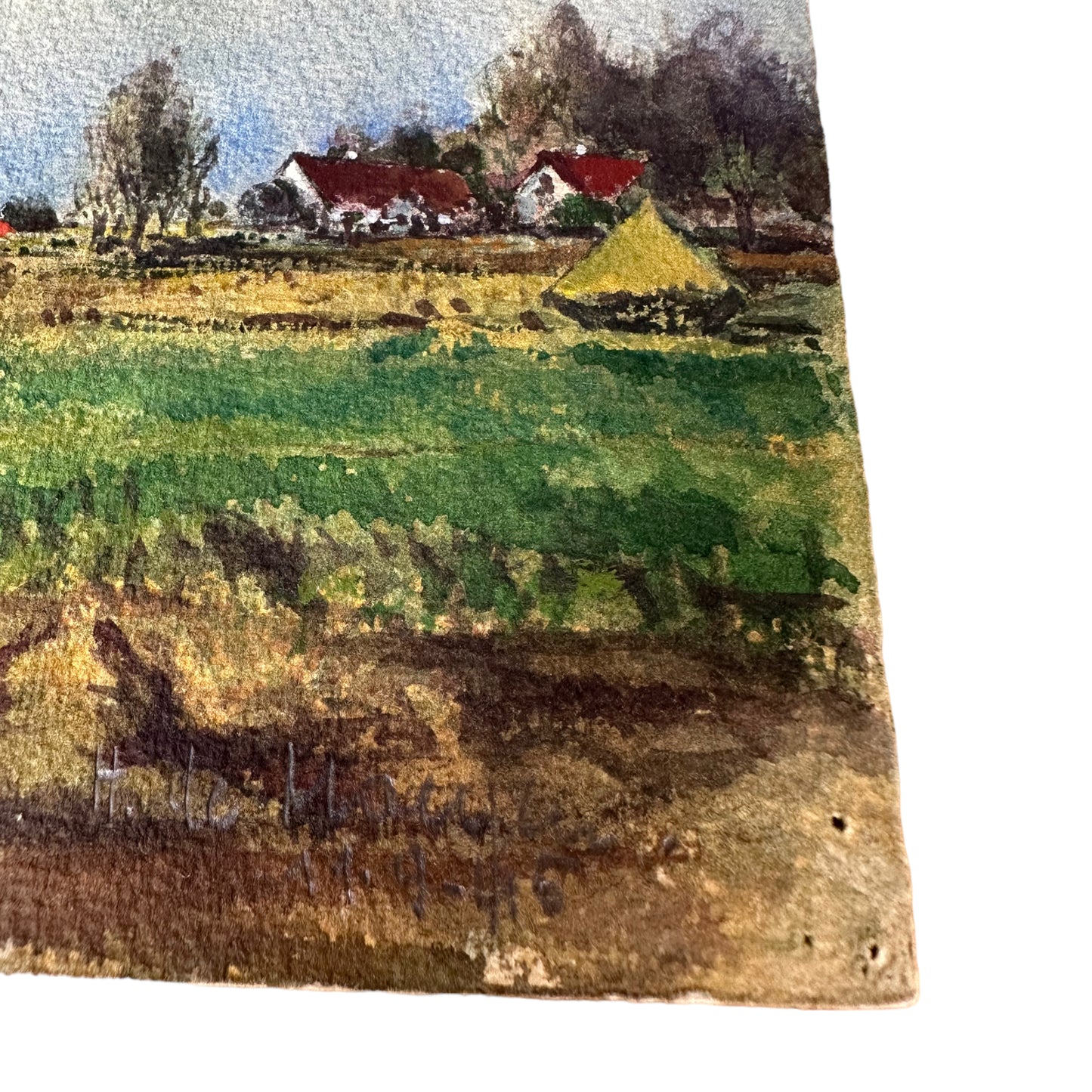 Unknown Artist - kleines Aquarell - Gent 1946